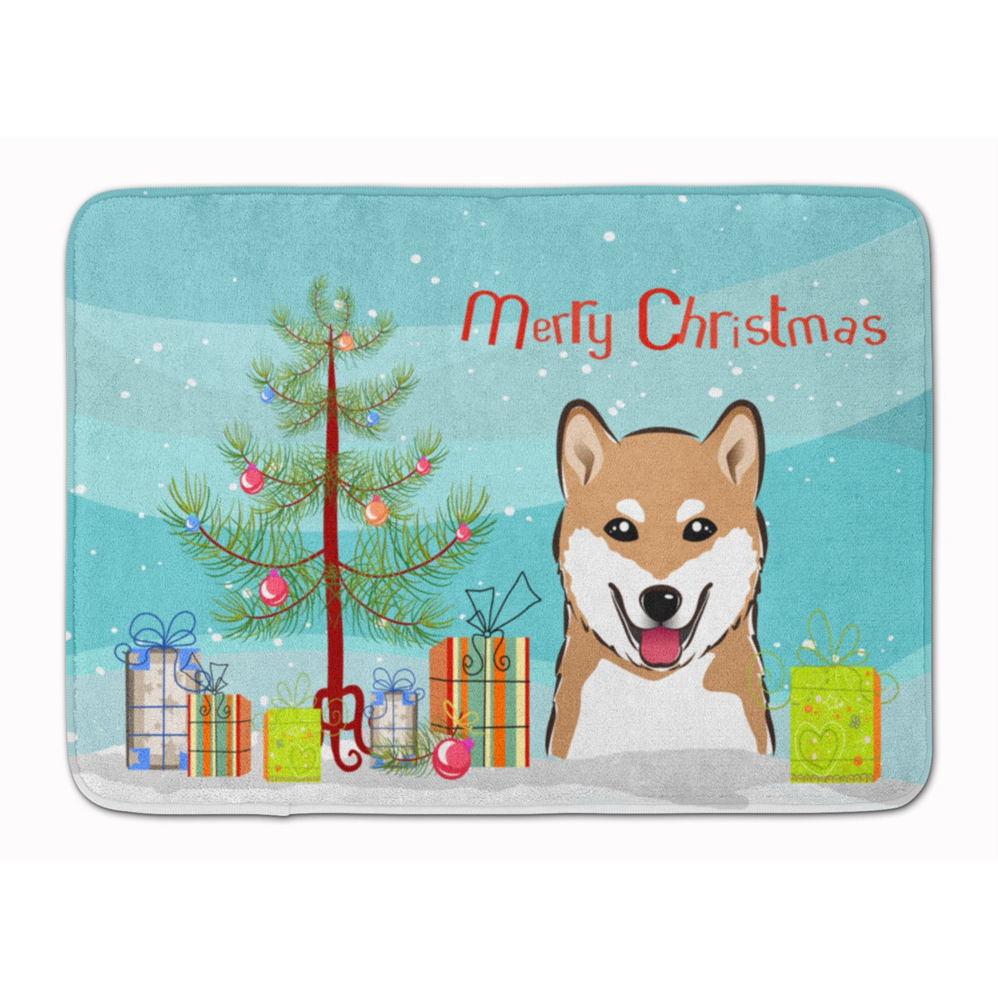 &quotCaroline's Treasures Christmas Tree and Shiba Inu Floor Mat, 19"" x 27"", Multicolor"