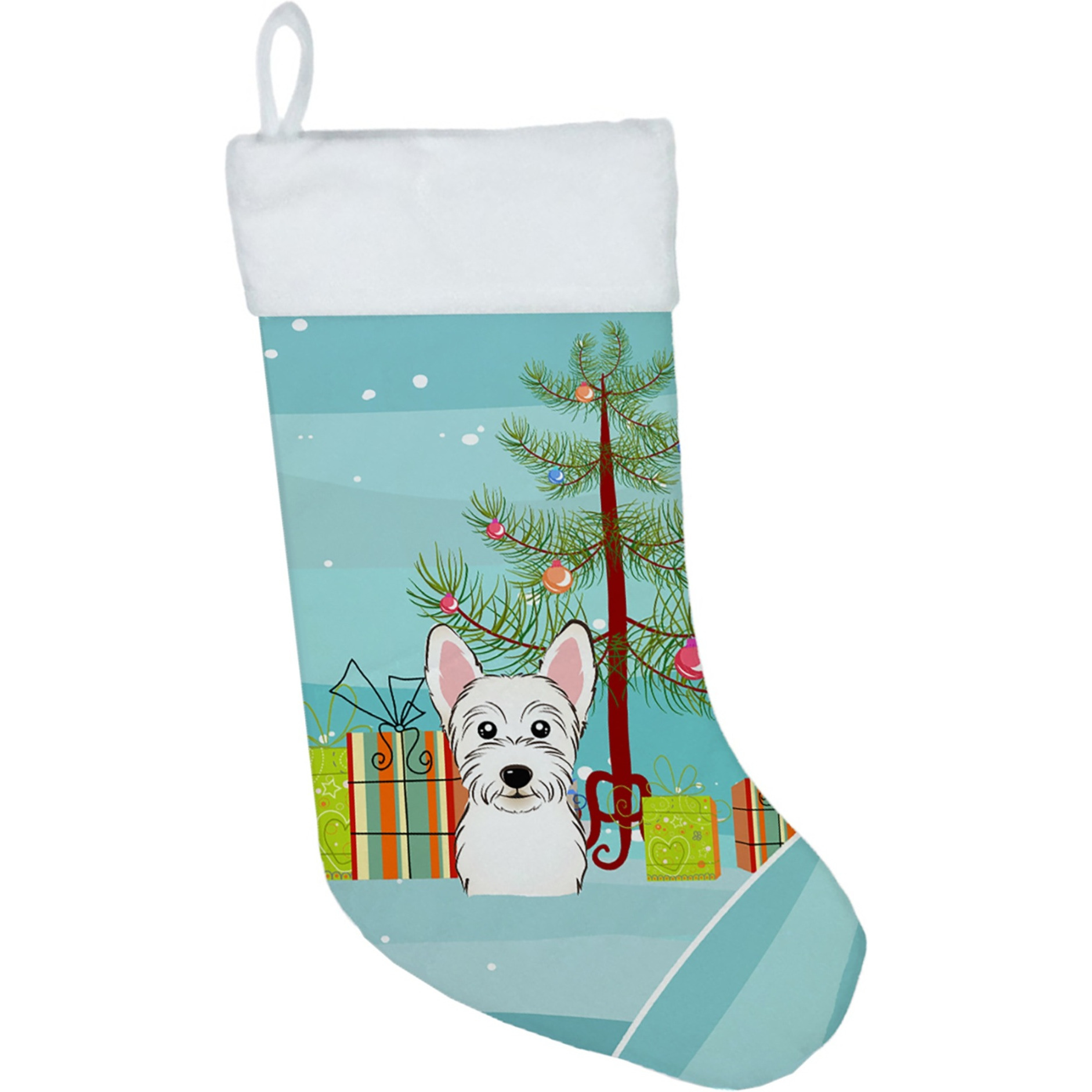 &quotCaroline's Treasures Tree and Westie Christmas, Holiday Stocking, decoration, 11 x 18, Multicolor"