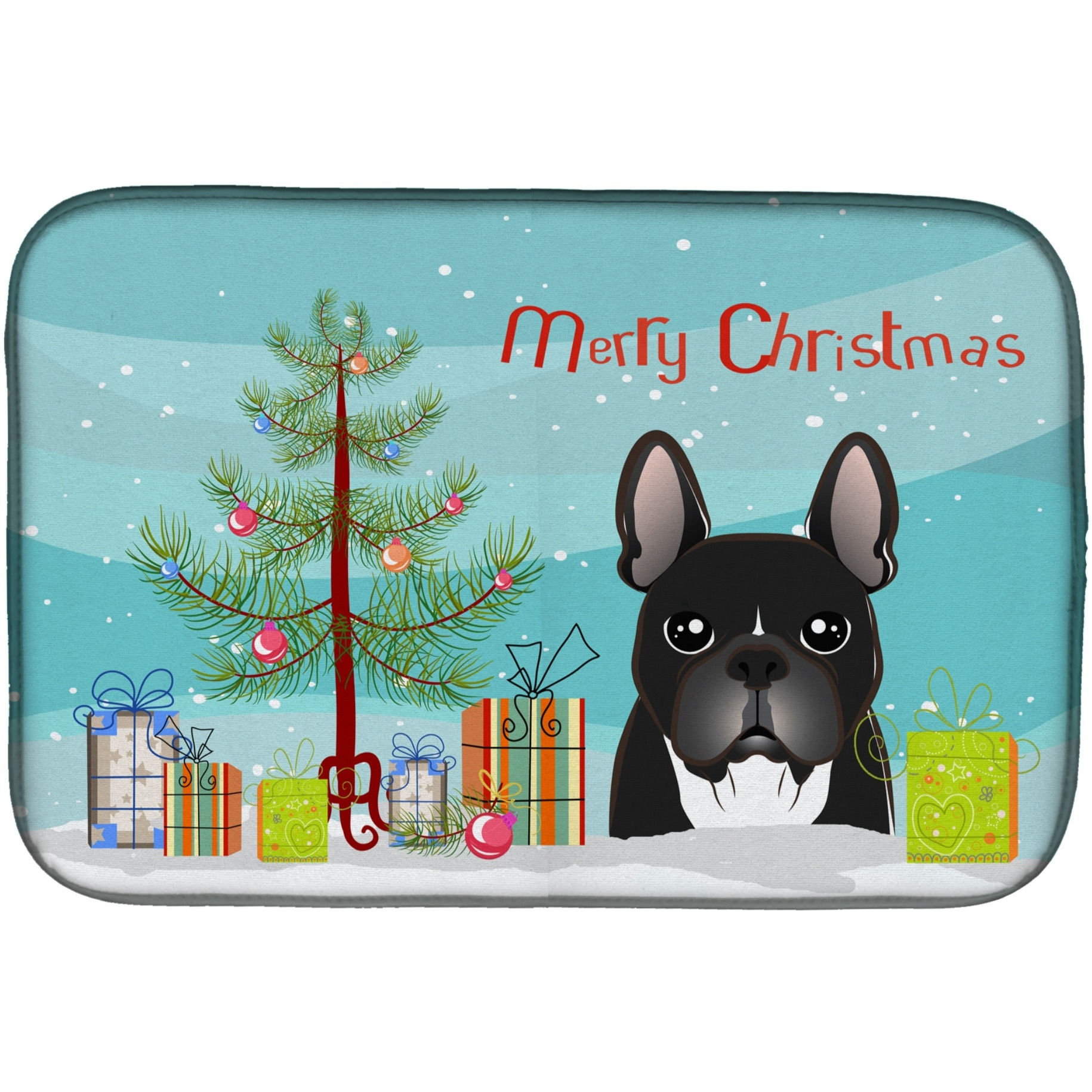&quotCaroline's Treasures Christmas Tree And French Bulldog Dish Drying Mat, 14"" x 21"""