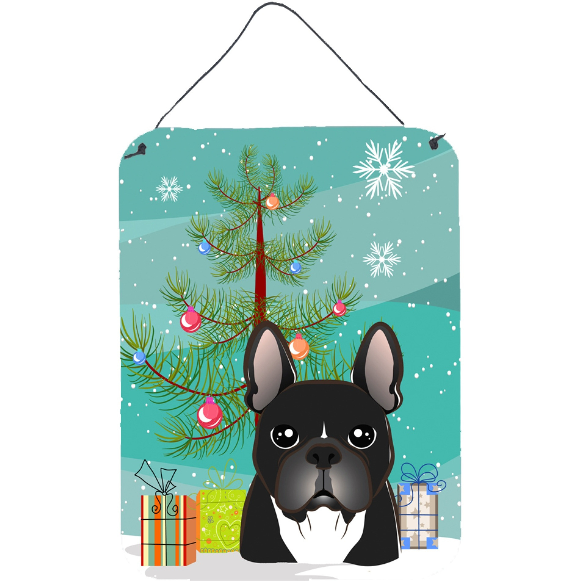&quotCaroline's Treasures Christmas Tree and French Bulldog Wall or Door Hanging Prints BB1599DS1216, 16HX12W, Multicolor"