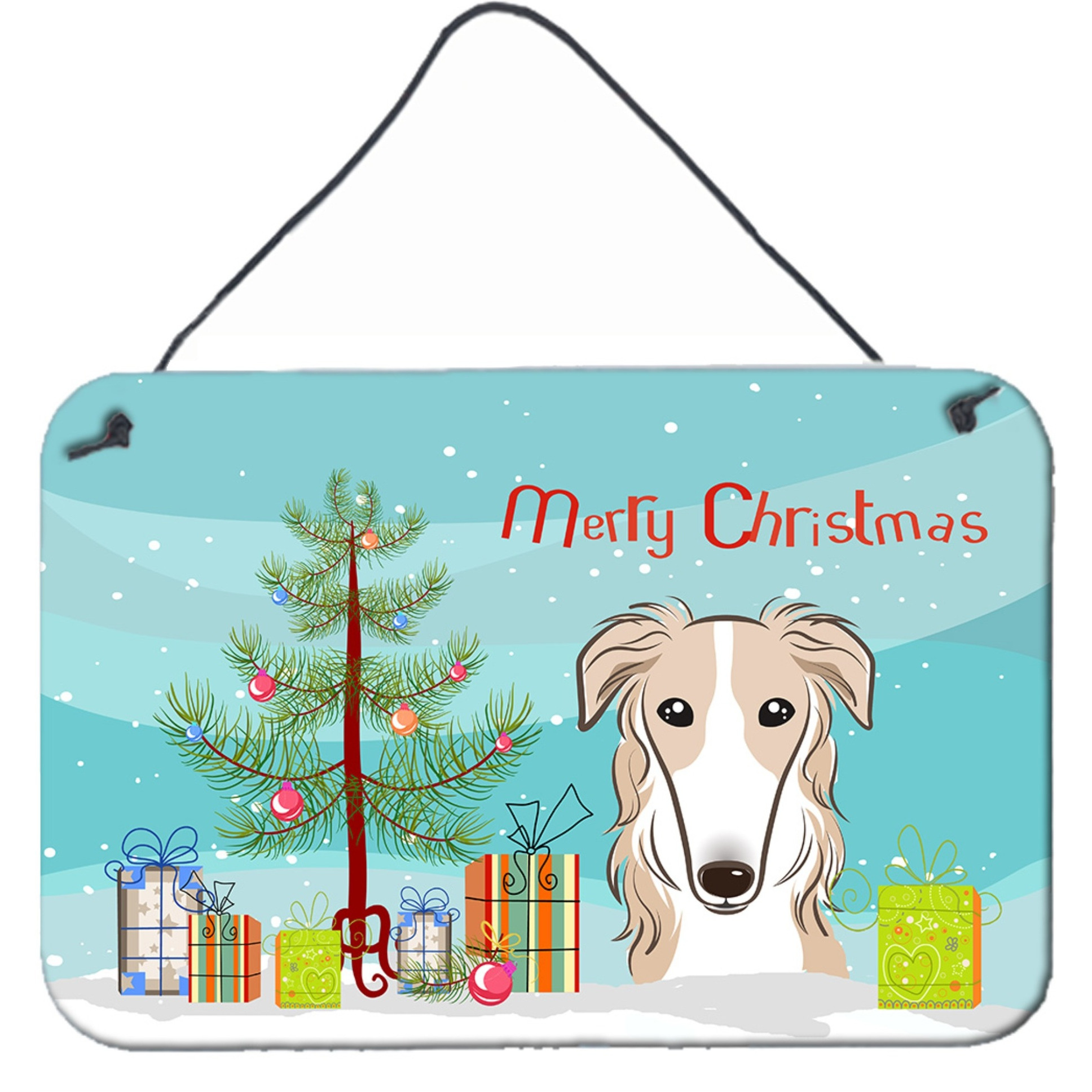 &quotCaroline's Treasures Christmas Tree and Borzoi Wall or Door Hanging Prints BB1600DS812, 8HX12W, Multicolor"