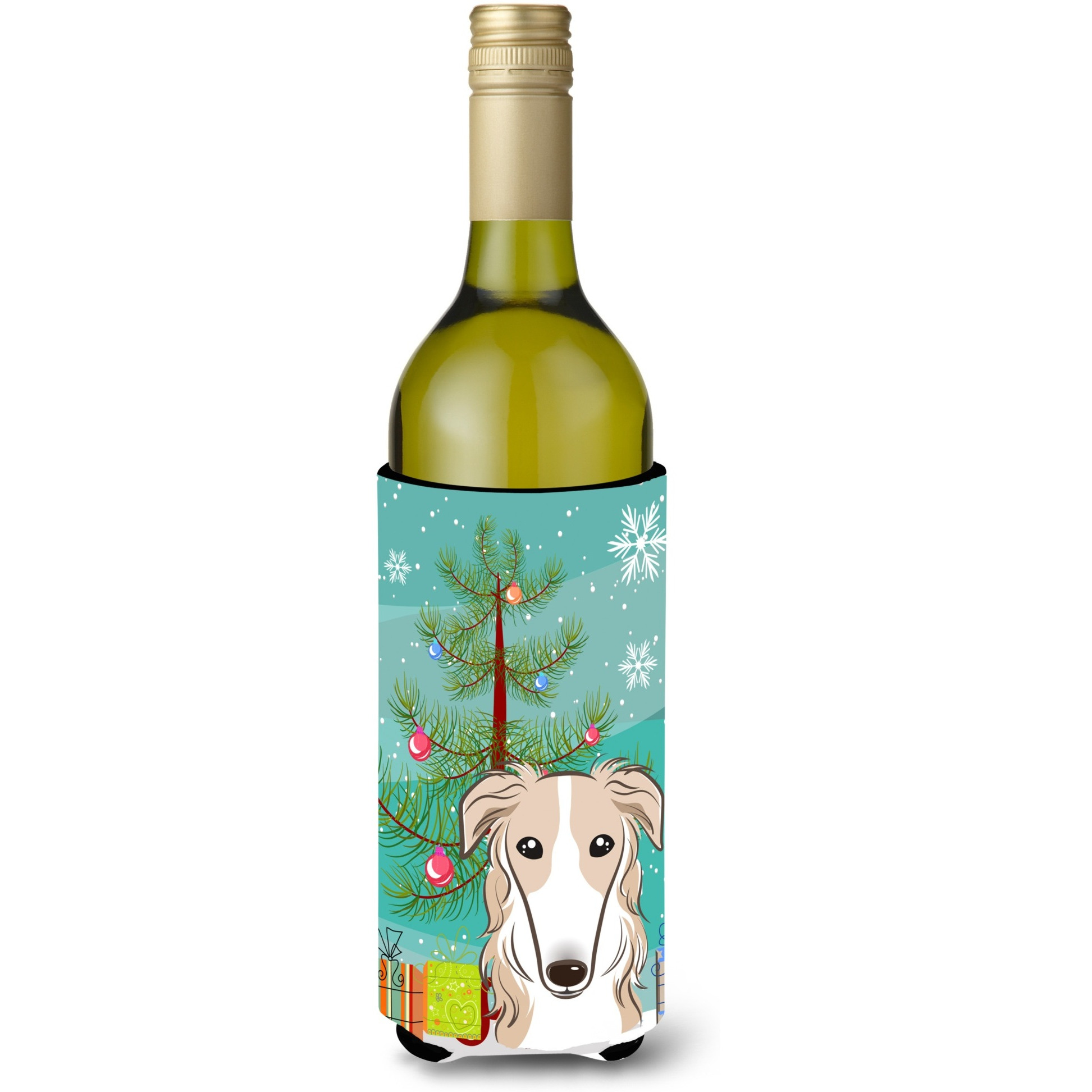 &quotCaroline's Treasures Christmas Tree and Borzoi Wine Bottle Koozie Hugger, 750 ml, Multicolor"