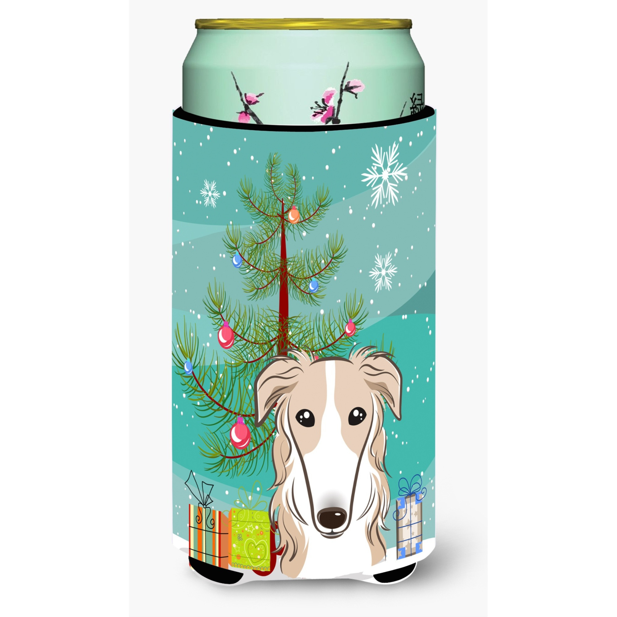 &quotCaroline's Treasures Christmas Tree and Borzoi Tall Boy Koozie Hugger, Multicolor"