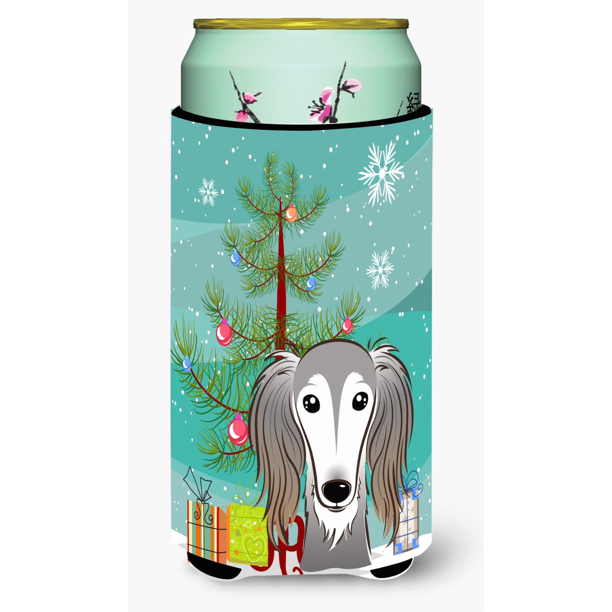 &quotCaroline's Treasures Christmas Tree and Saluki Tall Boy Koozie Hugger, Multicolor"