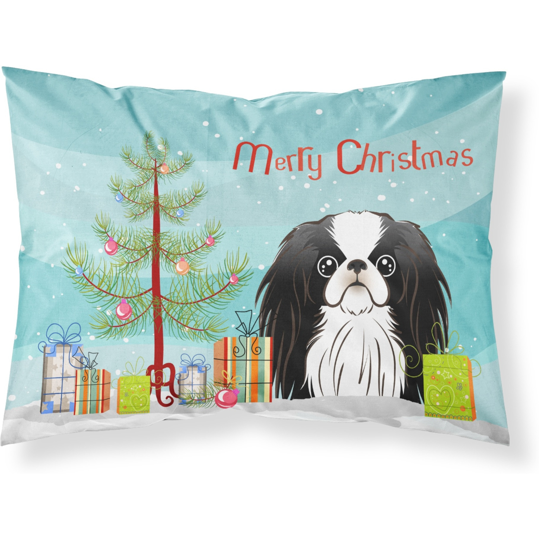 &quotCaroline's Treasures BB1602PILLOWCASE Christmas Tree And Japanese Chin Fabric Standard Pillowcase, Large, Multicolor"