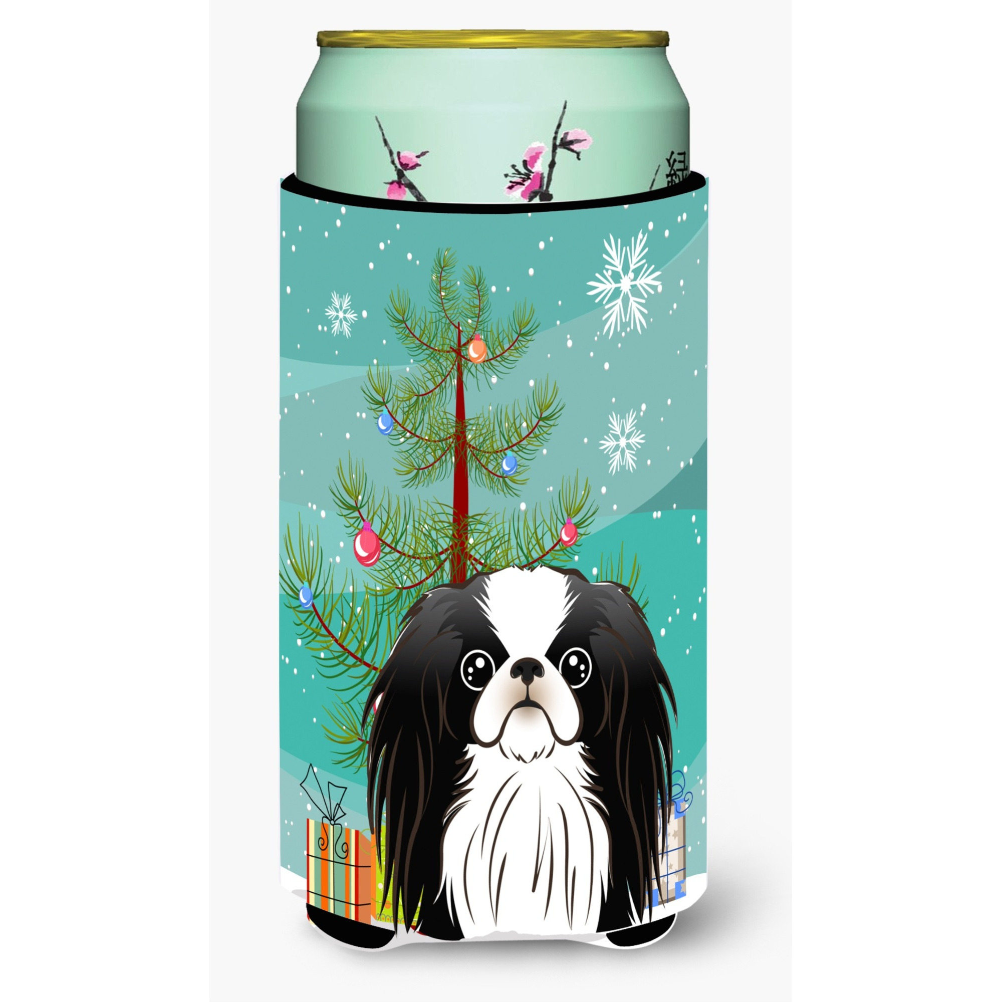 &quotCaroline's Treasures Christmas Tree and Japanese Chin Tall Boy Koozie Hugger, Multicolor"