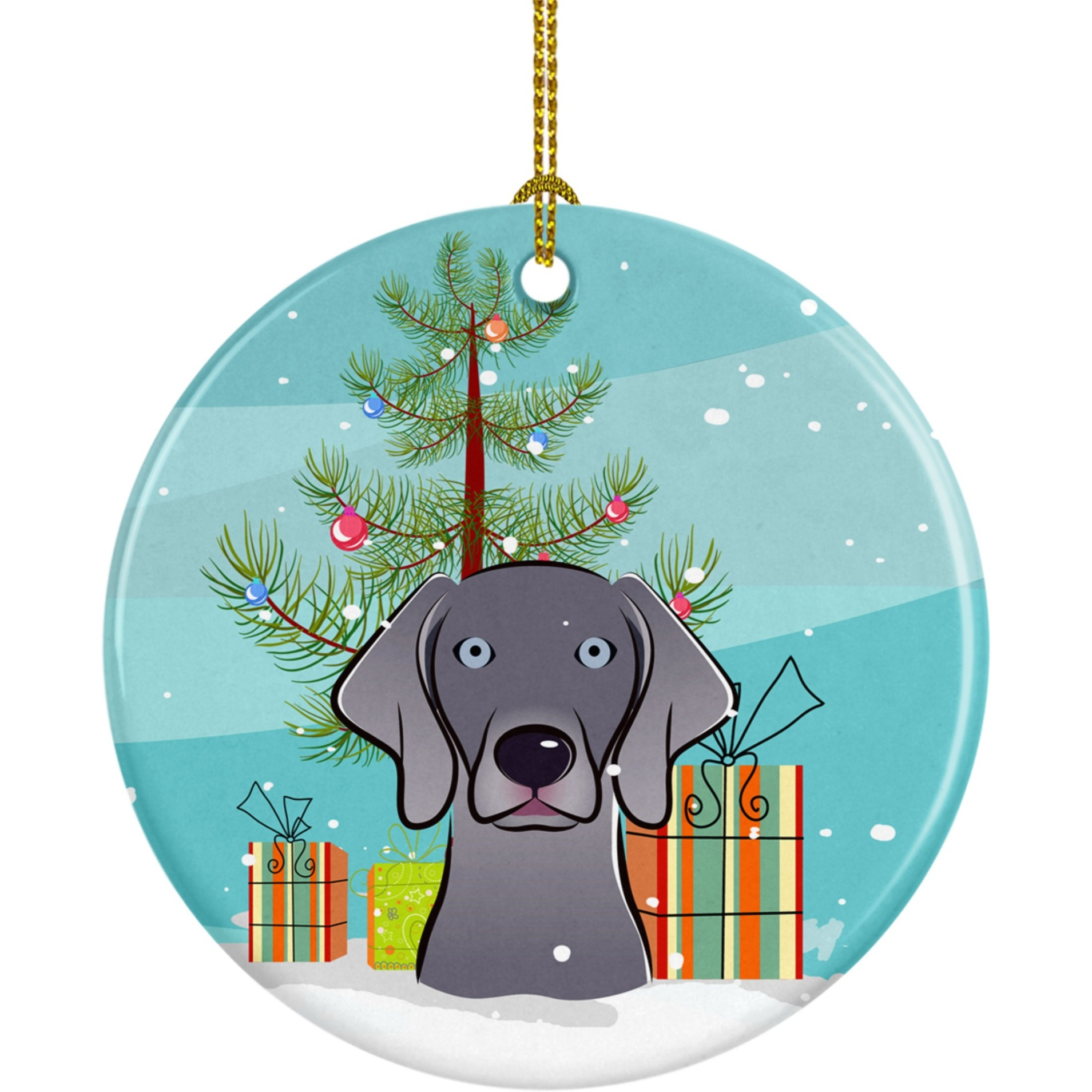 &quotCaroline's Treasures Christmas Tree and Weimaraner Ceramic Ornament, Multicolor"