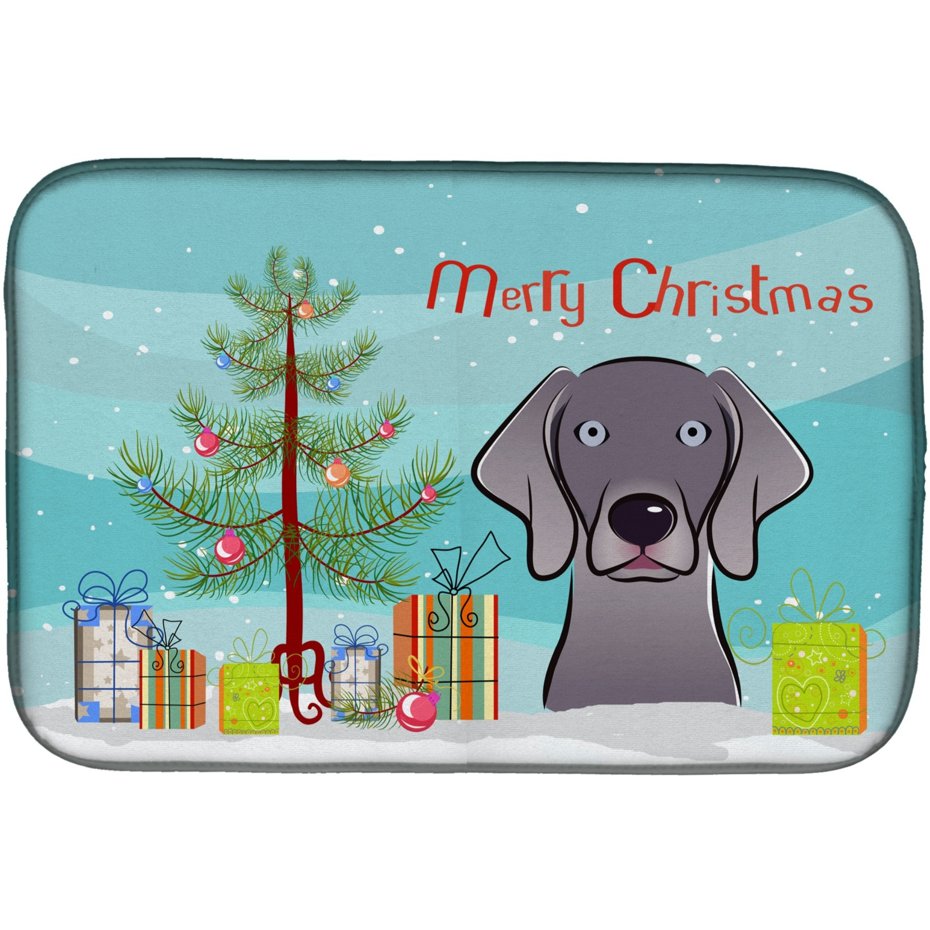 &quotCaroline's Treasures Christmas Tree And Weimaraner Dish Drying Mat, 14"" x 21"""
