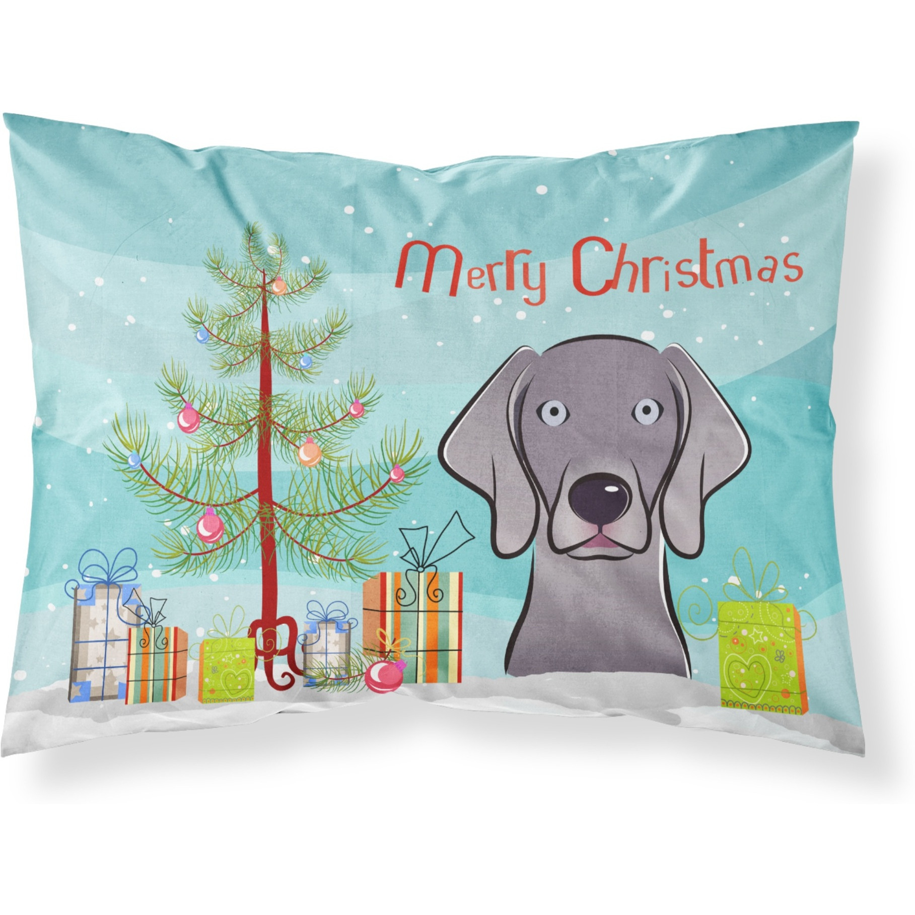 &quotCaroline's Treasures BB1603PILLOWCASE Christmas Tree And Weimaraner Fabric Standard Pillowcase, Large, Multicolor"