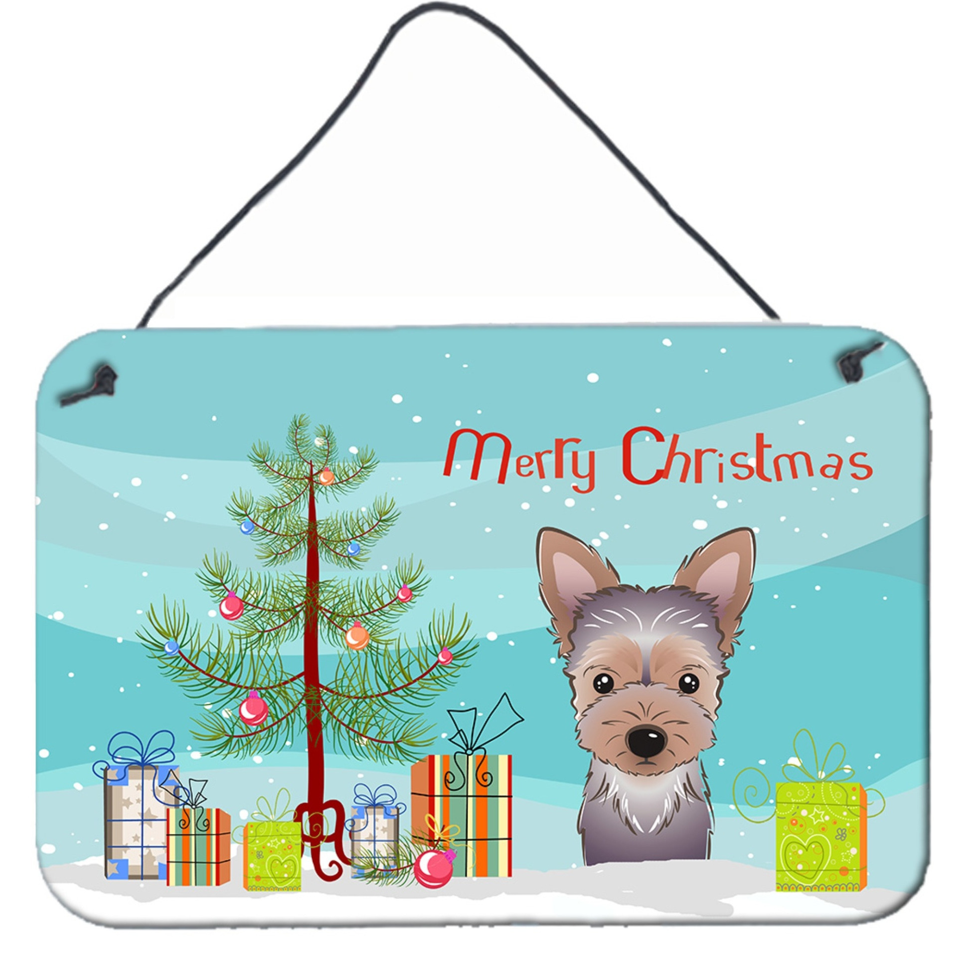 &quotCaroline's Treasures Christmas Tree and Yorkie Puppy Wall or Door Hanging Prints BB1604DS812, 8HX12W, Multicolor"