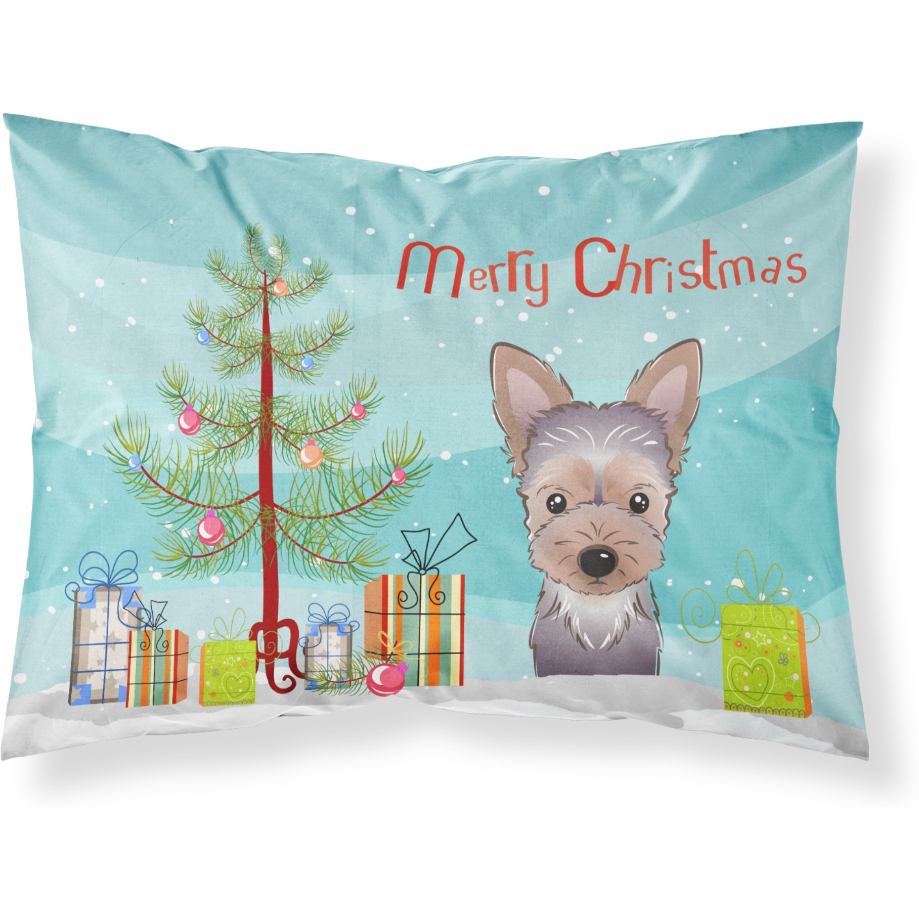 &quotCaroline's Treasures BB1604PILLOWCASE Christmas Tree And Yorkie Puppy Fabric Standard Pillowcase, Large, Multicolor"