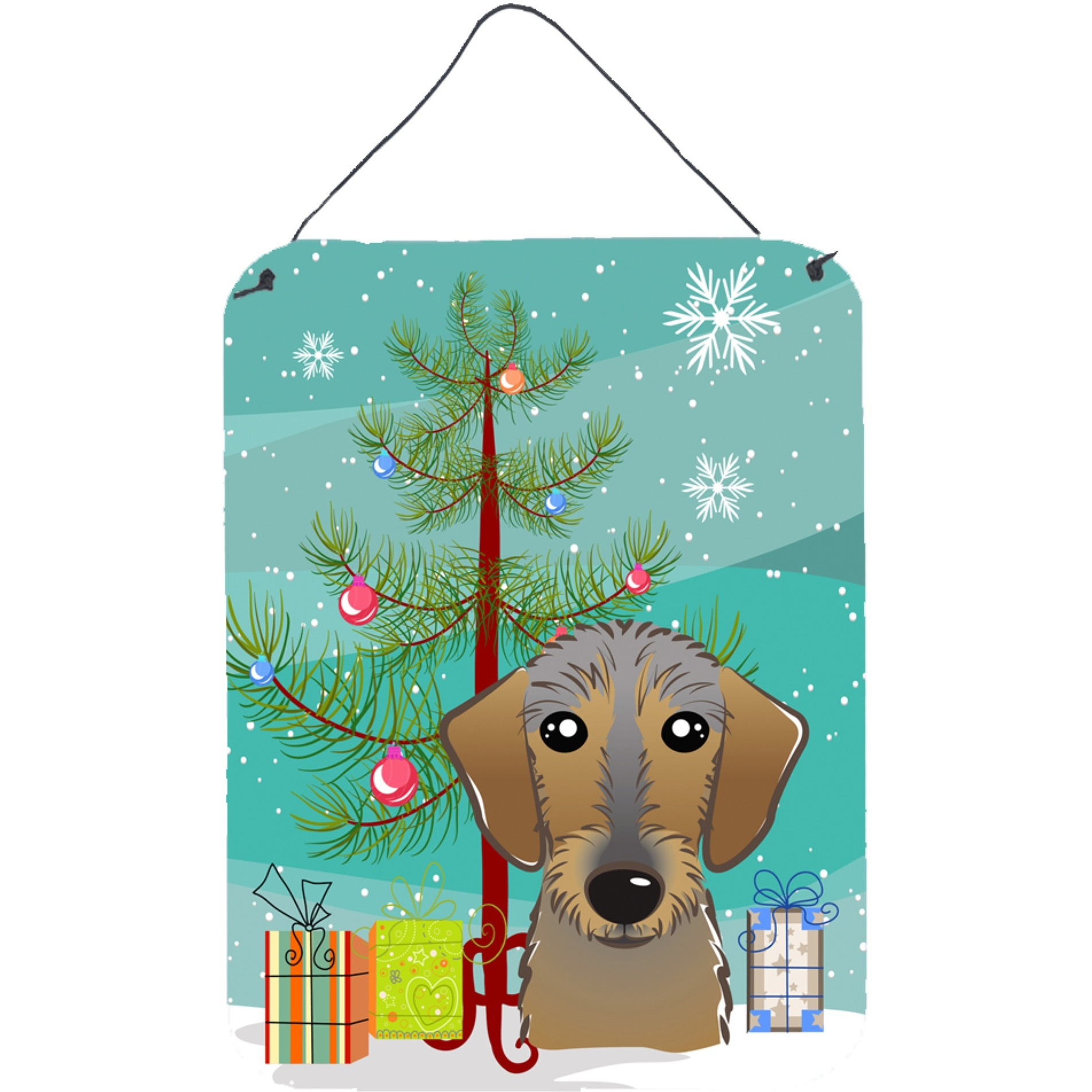 &quotCaroline's Treasures Christmas Tree and Wirehaired Dachshund Wall or Door Hanging Prints BB1605DS1216, 16HX12W, Multicolor"