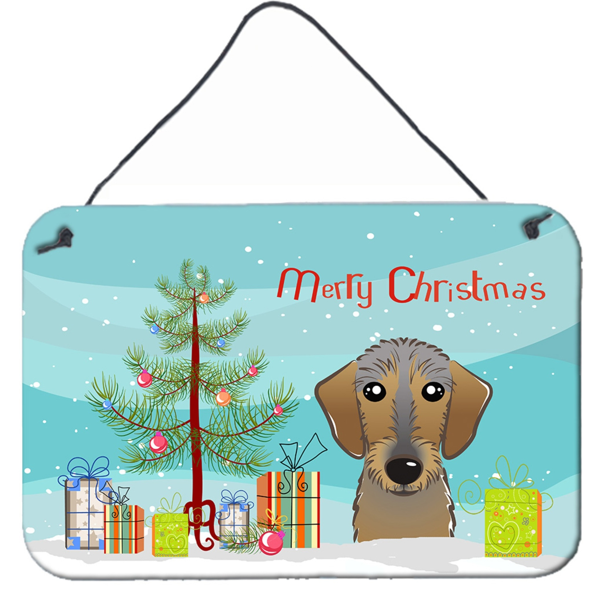 &quotCaroline's Treasures Christmas Tree and Wirehaired Dachshund Wall or Door Hanging Prints BB1605DS812, 8HX12W, Multicolor"