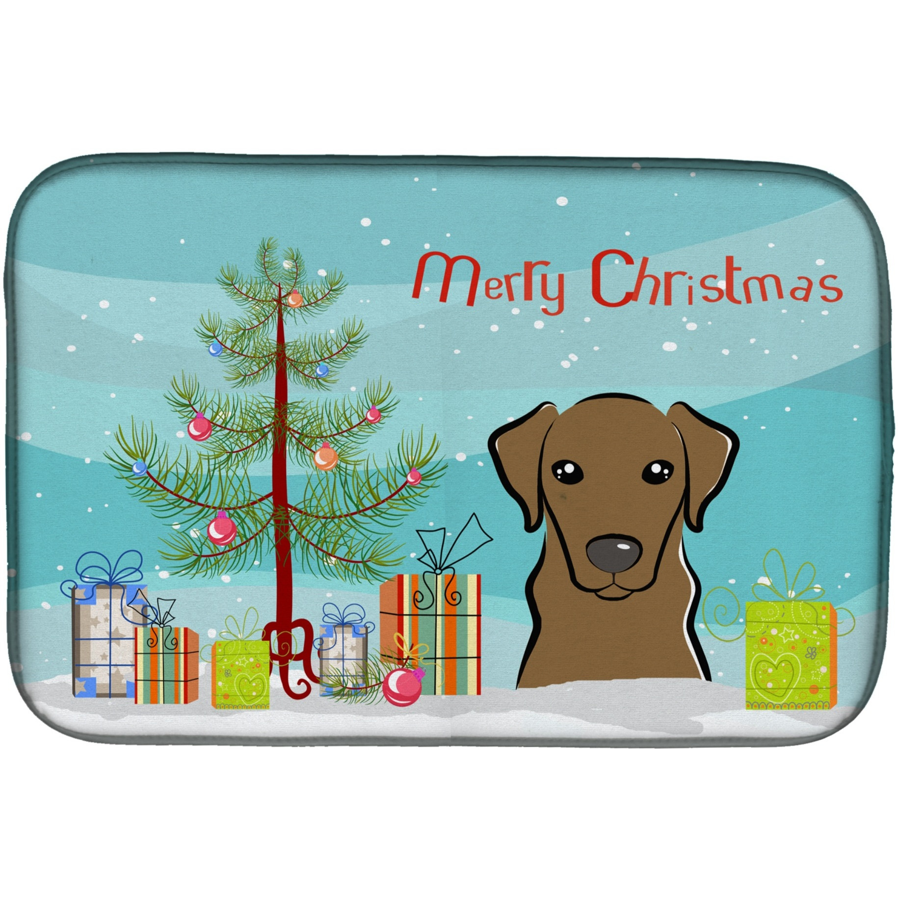 &quotCaroline's Treasures Christmas Tree And Chocolate Labrador Dish Drying Mat, 14"" x 21"""