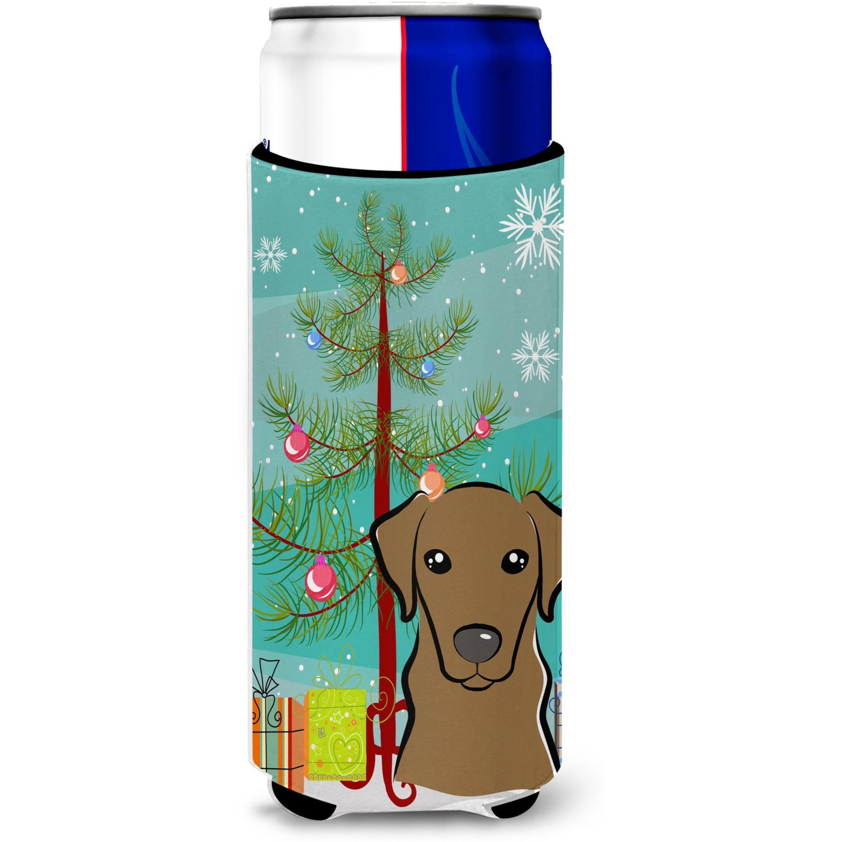 &quotCaroline's Treasures Christmas Tree and Chocolate Labrador Michelob Ultra Koozies for Slim Cans, Multicolor"