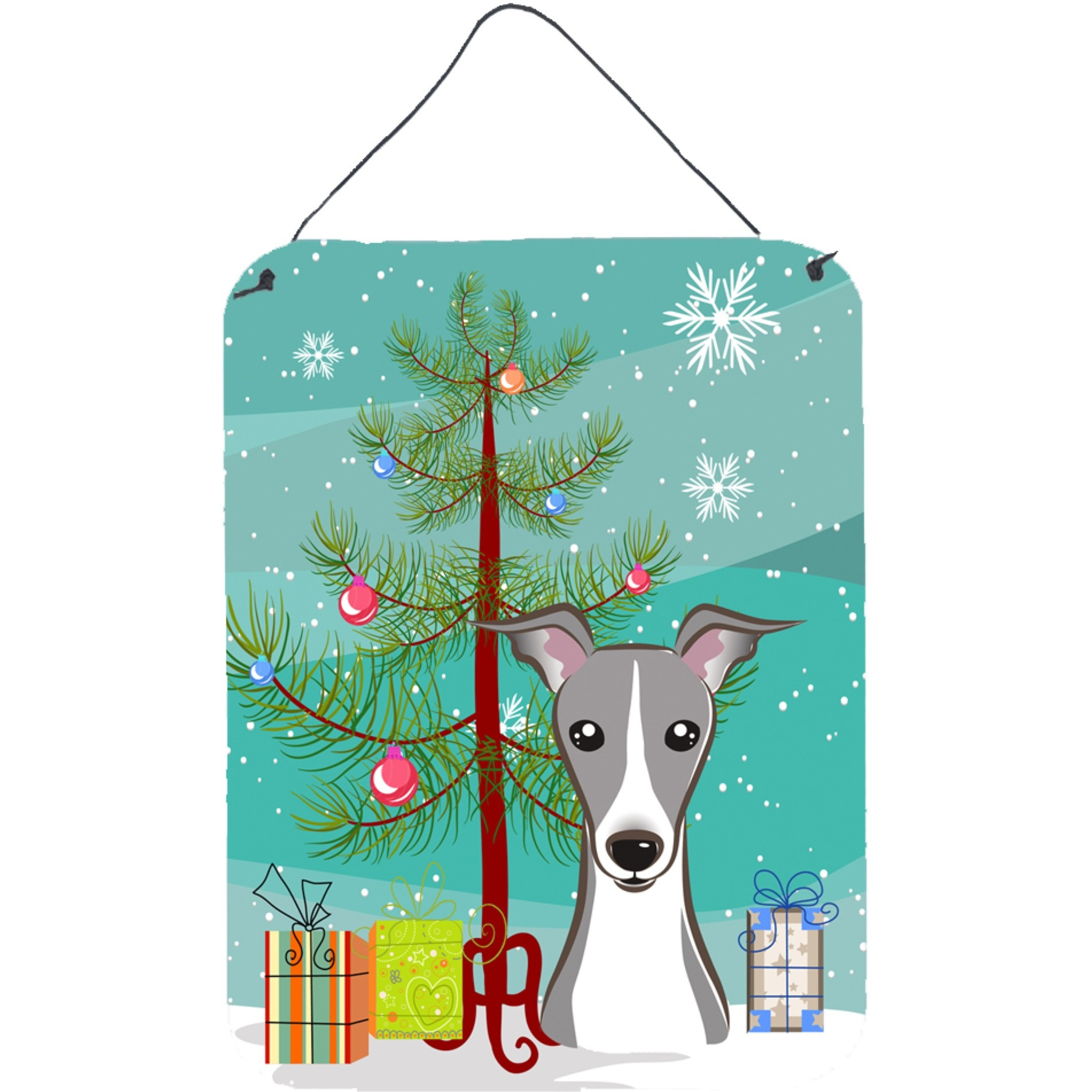 &quotCaroline's Treasures Christmas Tree and Italian Greyhound Wall or Door Hanging Prints BB1608DS1216, 16HX12W, Multicolor"