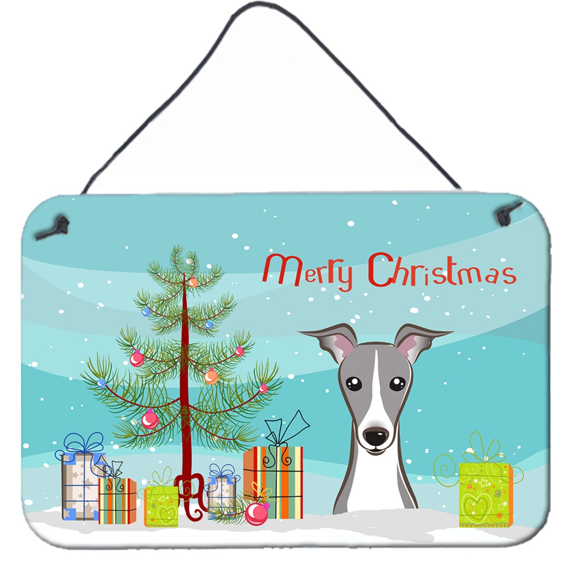 &quotCaroline's Treasures Christmas Tree and Italian Greyhound Wall or Door Hanging Prints BB1608DS812, 8HX12W"