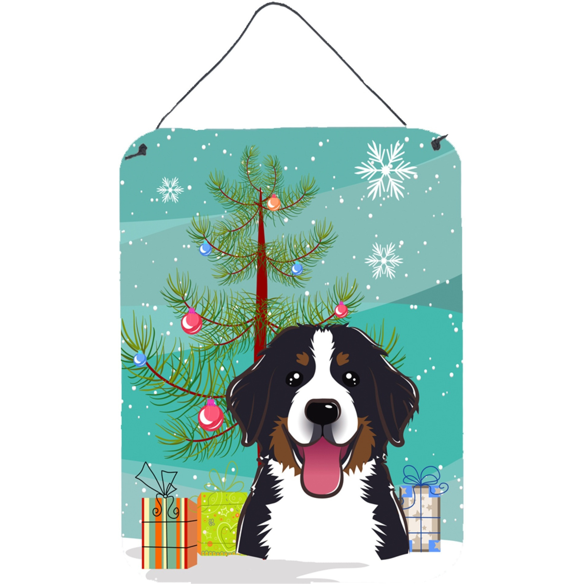 &quotCaroline's Treasures Christmas Tree and Bernese Mountain Dog Wall or Door Hanging Prints BB1609DS1216, 16HX12W, Multicolor"
