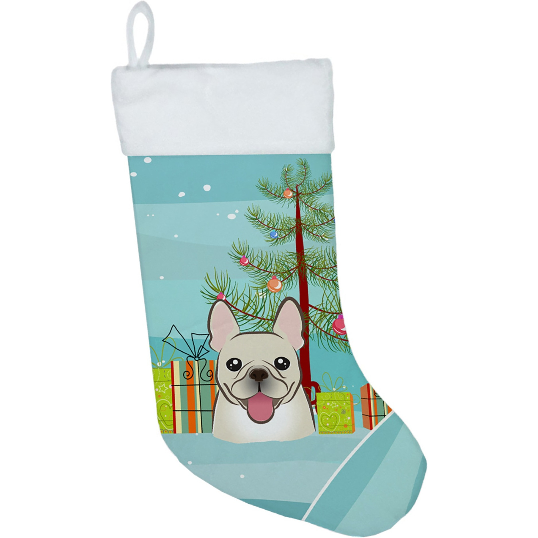 &quotCaroline's Treasures Tree and French Bulldog Christmas, Holiday Stocking, decoration, 11 x 18, Multicolor"