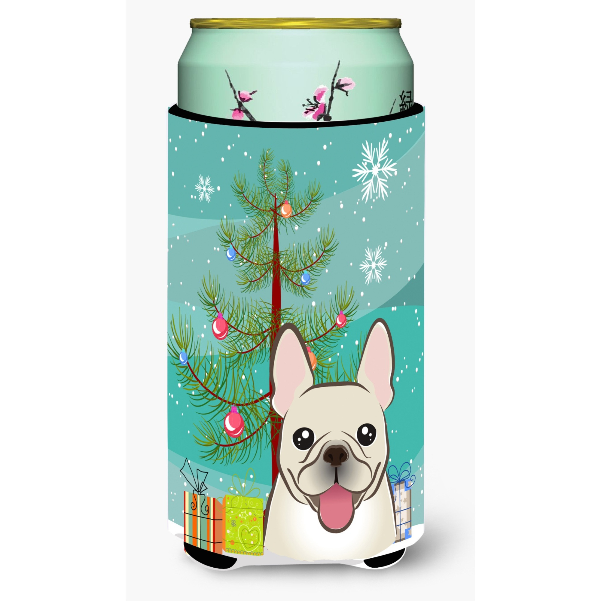 &quotCaroline's Treasures BB1610TBC Christmas Tree and French Bulldog Tall Boy Koozie Hugger, Multicolor"