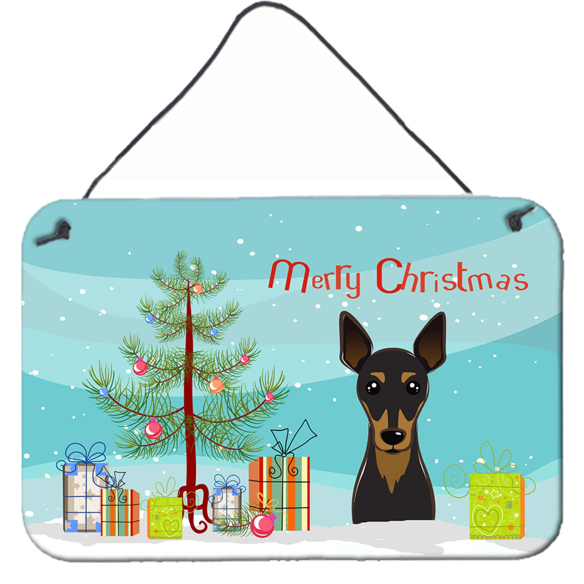 &quotCaroline's Treasures Christmas Tree and Min Pin Wall or Door Hanging Prints BB1612DS812, 8HX12W"