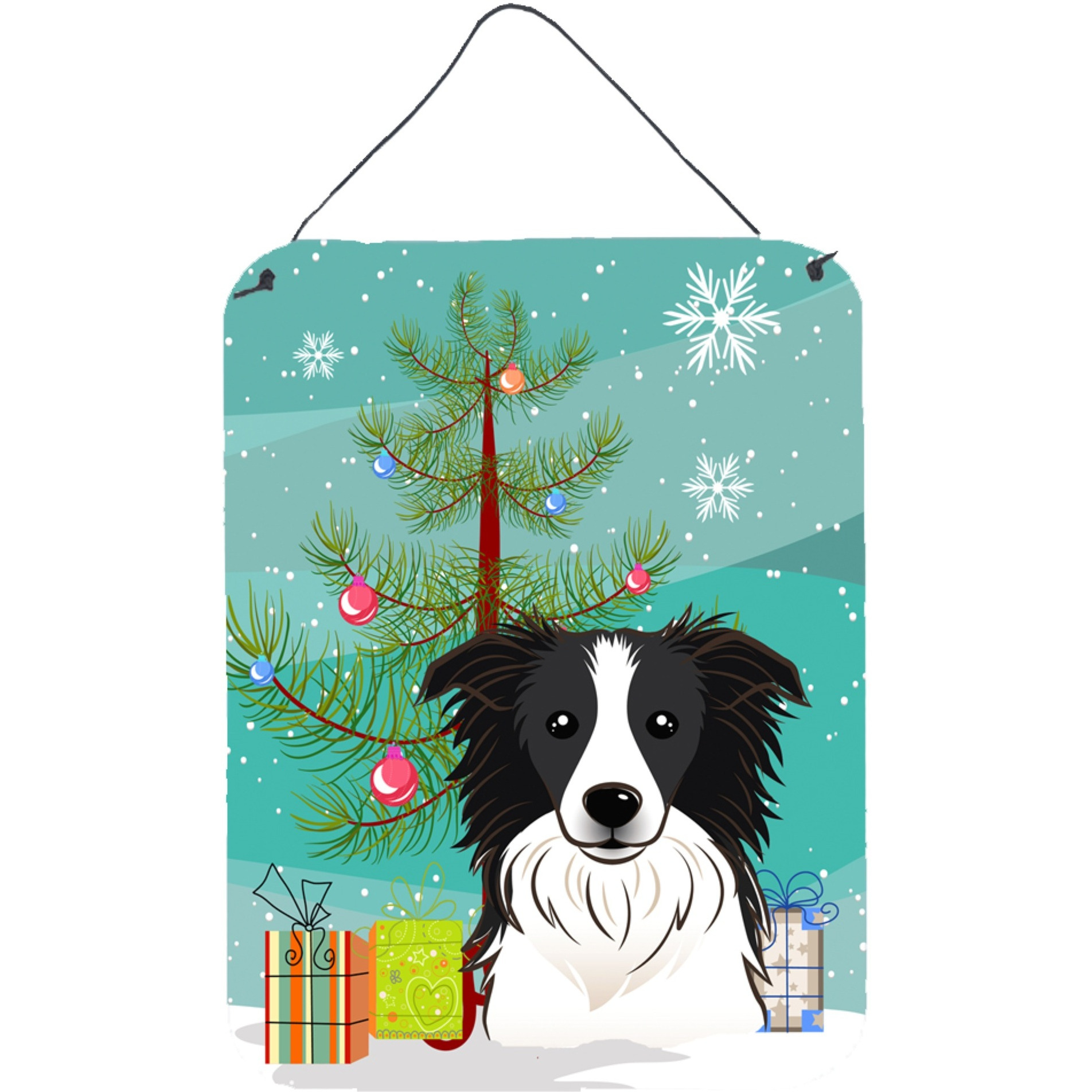 &quotCaroline's Treasures Christmas Tree and Border Collie Wall or Door Hanging Prints BB1613DS1216, 16HX12W, Multicolor"