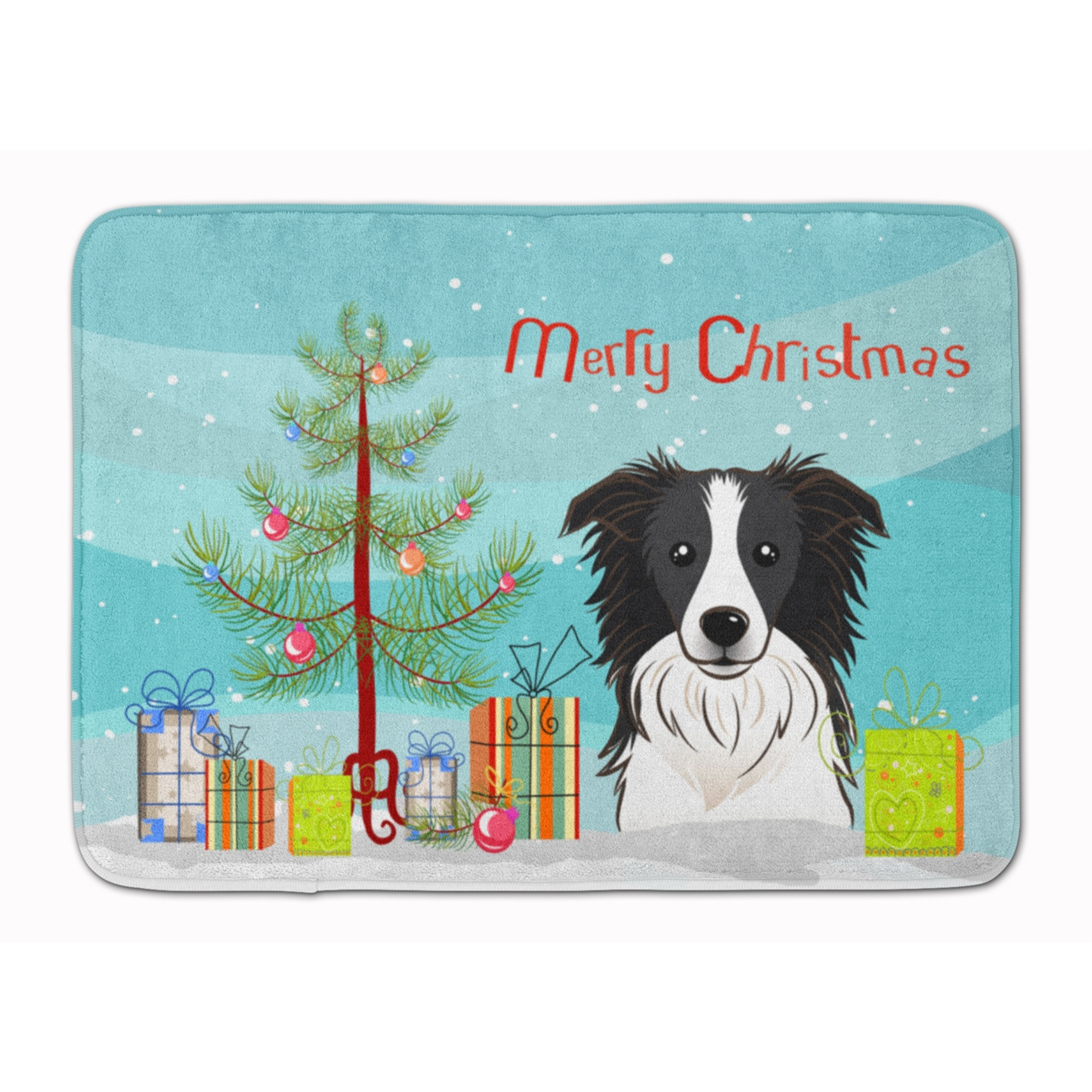 &quotCaroline's Treasures Christmas Tree and Border Collie Floor Mat, 19"" x 27"", Multicolor"