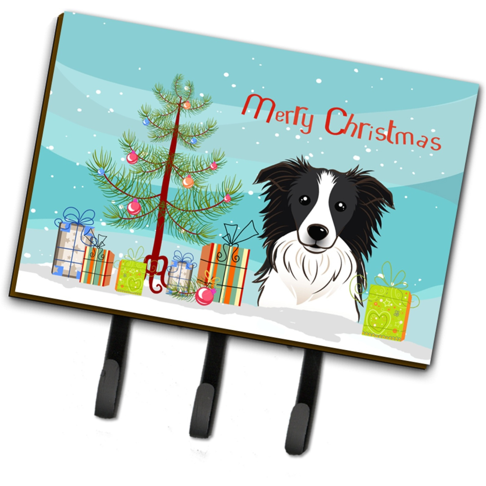 &quotCaroline's Treasures BB1613TH68 Christmas Tree and border Collie Leash or Key Holder, Large, Multicolor"