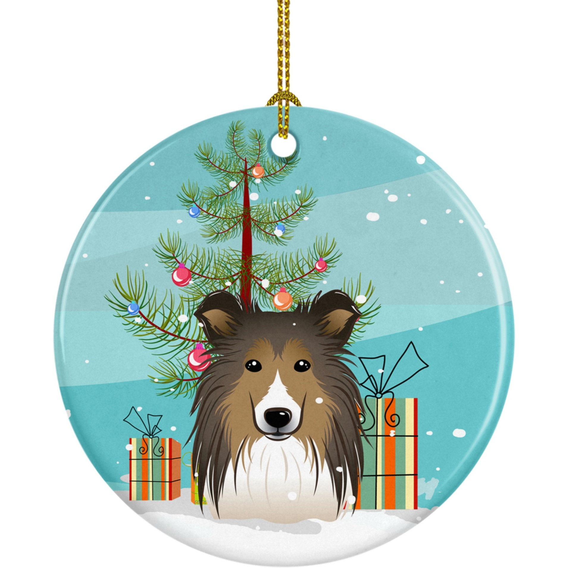 Caroline's Treasures Christmas Tree and Sheltie Ceramic Ornament