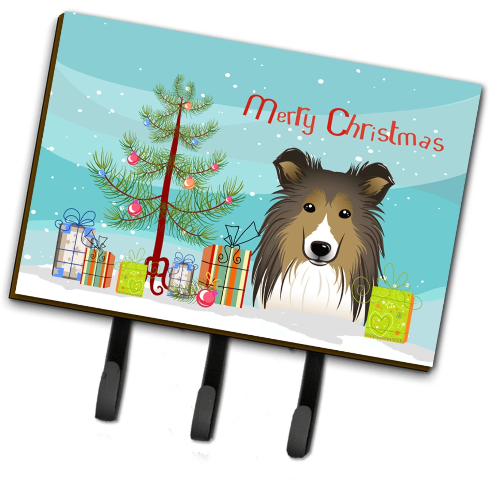 &quotCaroline's Treasures BB1614TH68 Christmas Tree and Sheltie Leash or Key Holder, Large, Multicolor"