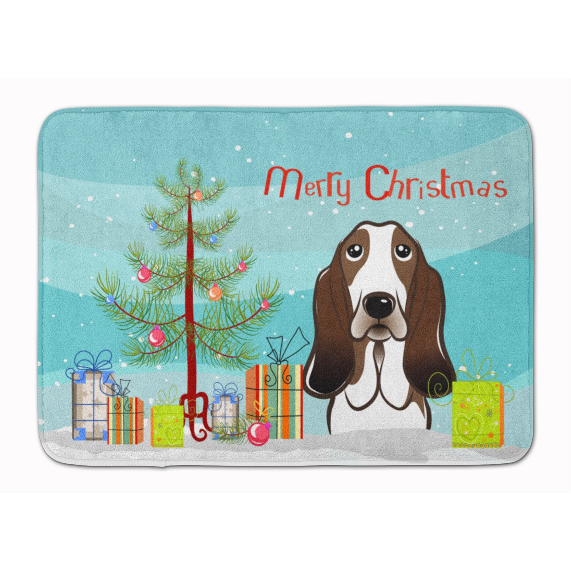 &quotCaroline's Treasures Christmas Tree and Basset Hound Floor Mat, 19"" x 27"", Multicolor"
