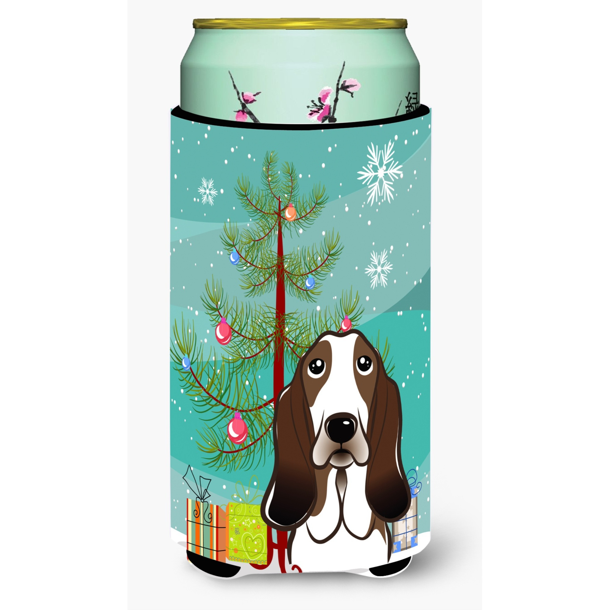&quotCaroline's Treasures Christmas Tree and Basset Hound Tall Boy Koozie Hugger, Multicolor"