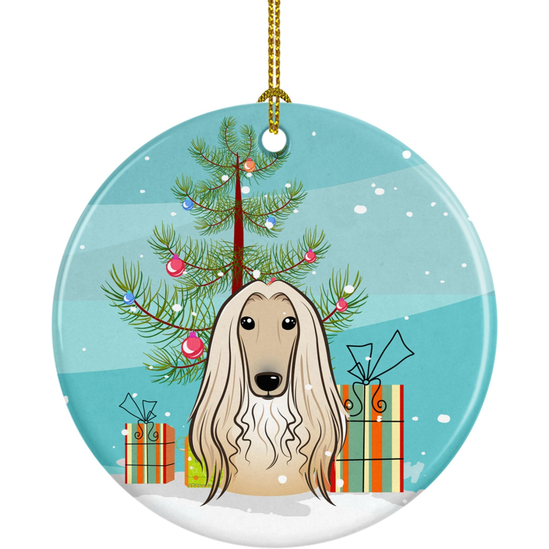Caroline's Treasures Christmas Tree Afghan Hound Ceramic Ornament