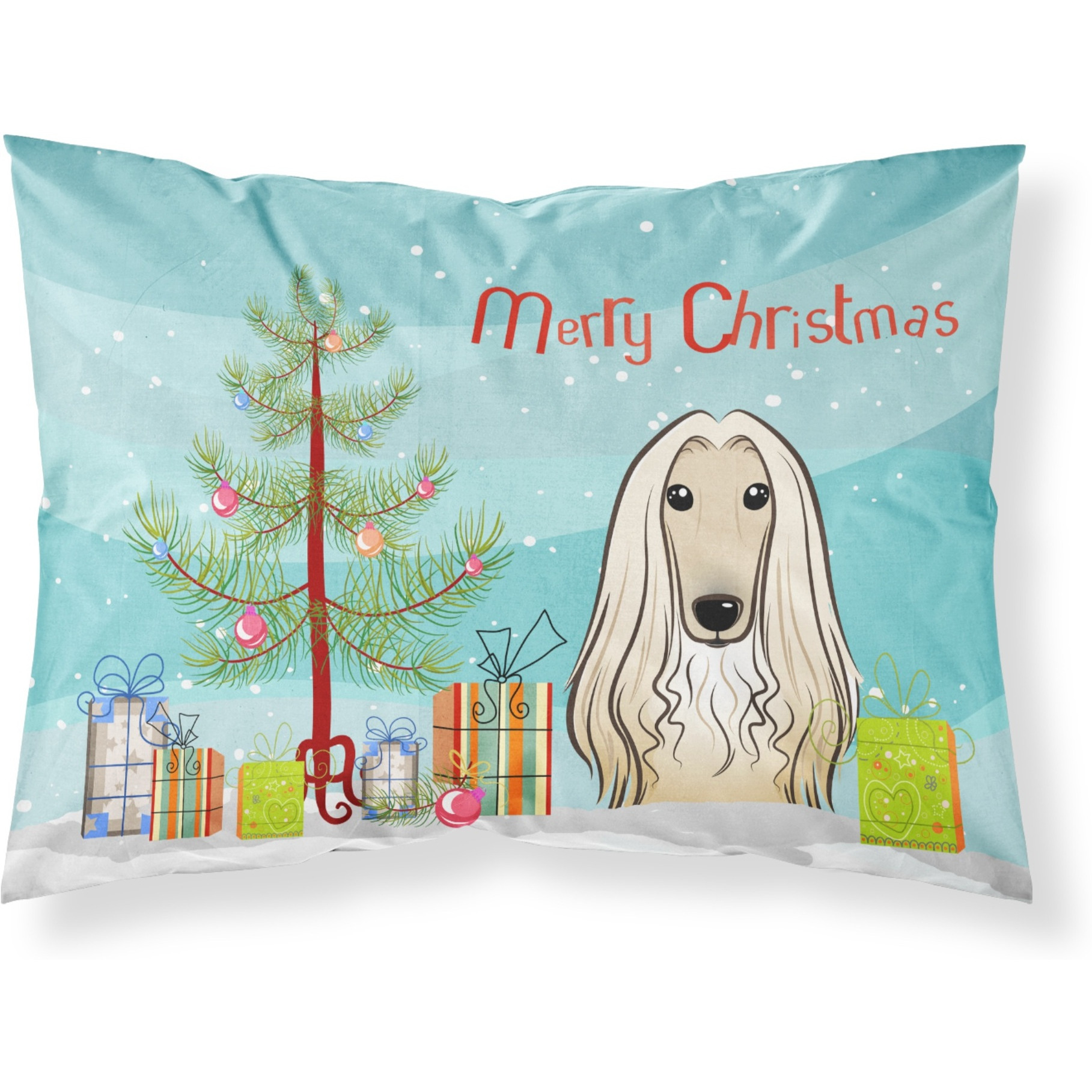 &quotCaroline's Treasures BB1616PILLOWCASE Christmas Tree And Afghan Hound Fabric Standard Pillowcase, Large, Multicolor"