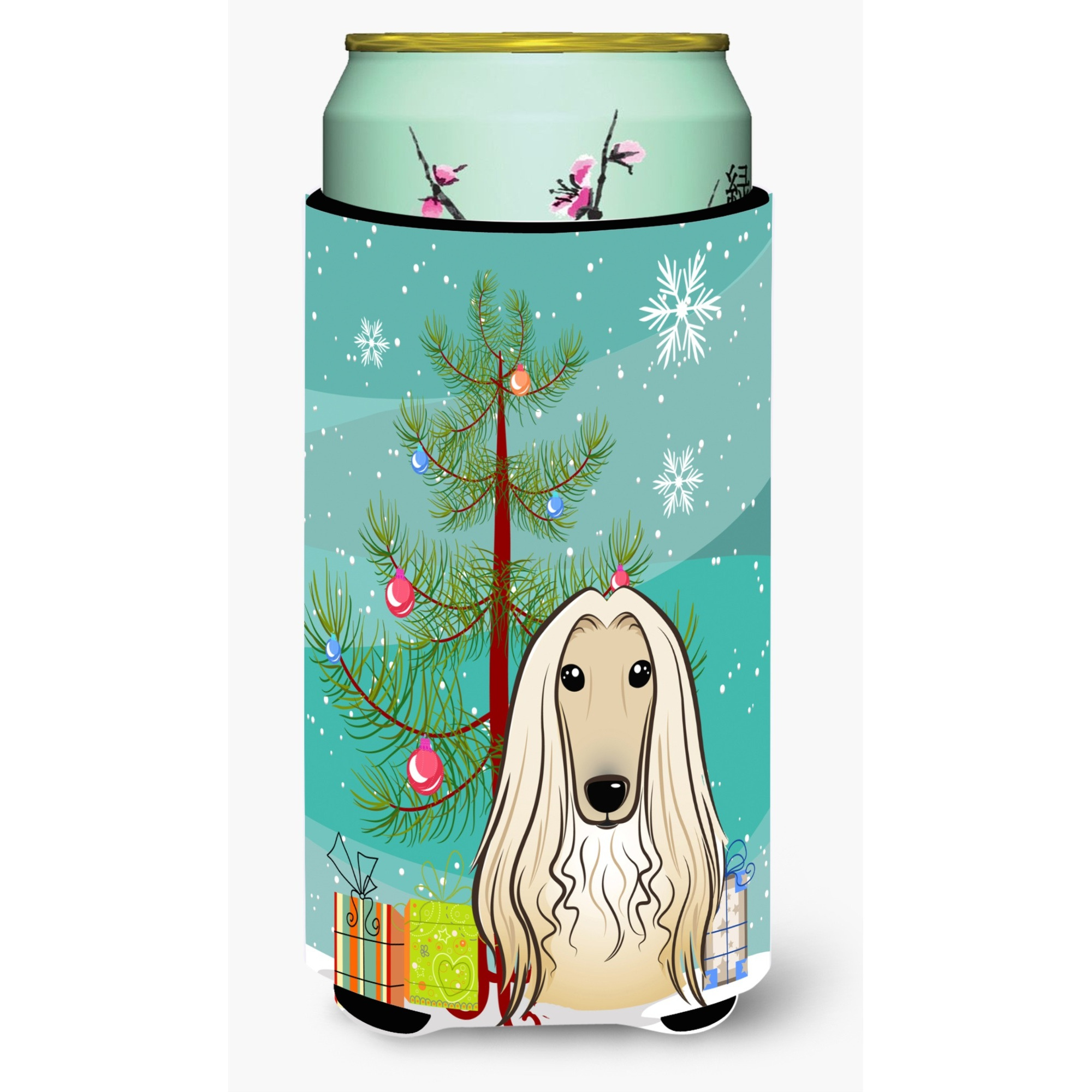 &quotCaroline's Treasures Christmas Tree and Afghan Hound Tall Boy Koozie Hugger, Multicolor"