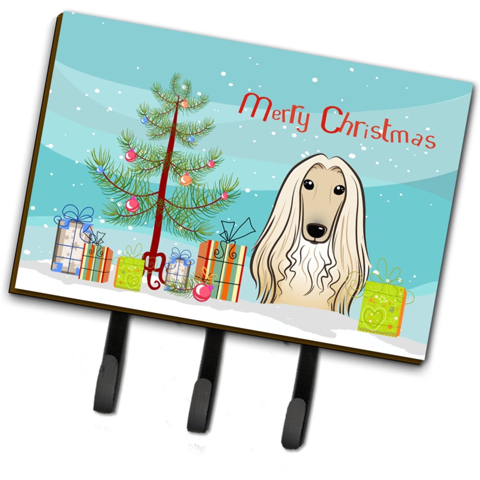 &quotCaroline's Treasures BB1616TH68 Christmas Tree and Afghan Hound Leash or Key Holder, Large, Multicolor"