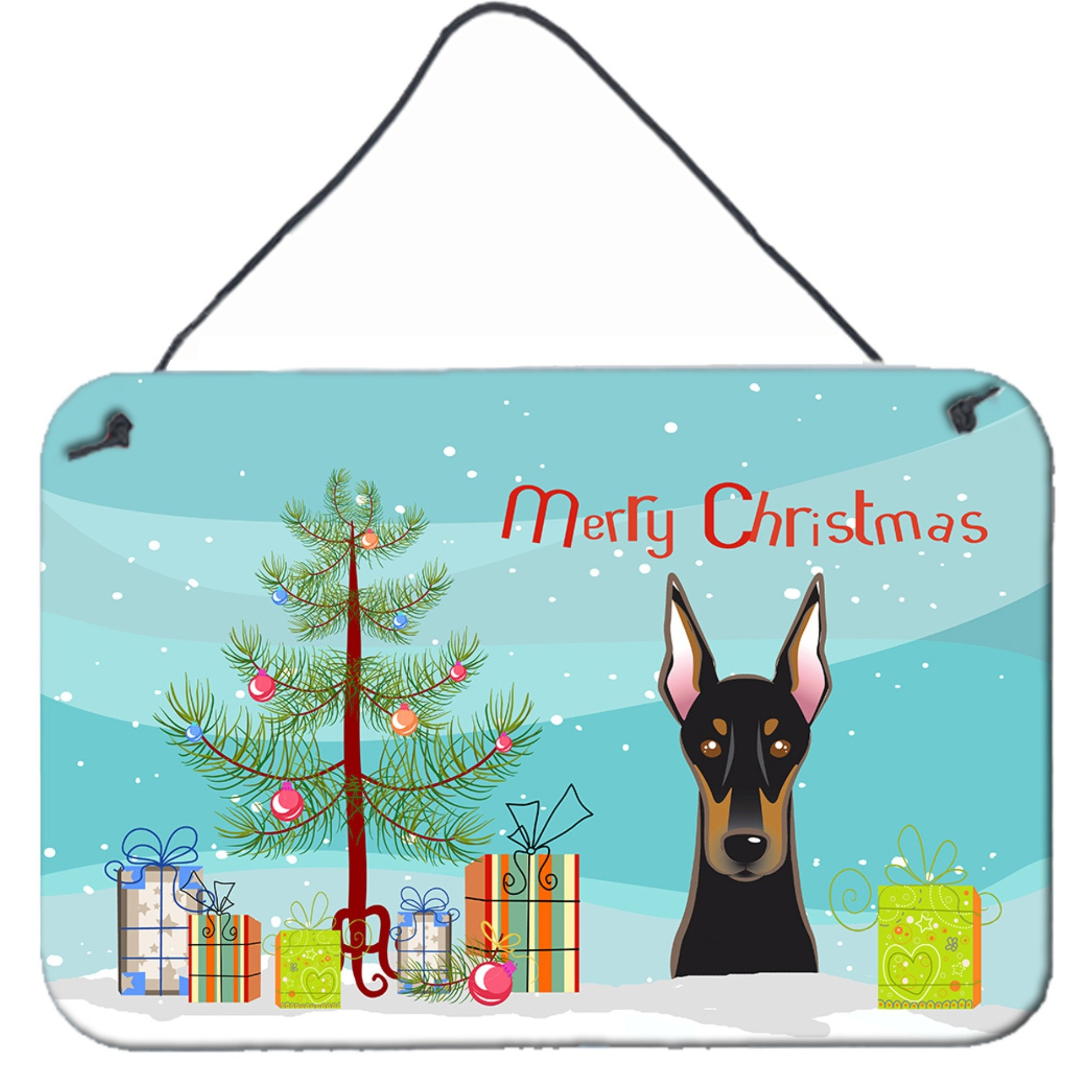 &quotCaroline's Treasures Christmas Tree and Doberman Wall or Door Hanging Prints BB1617DS812, 8HX12W"