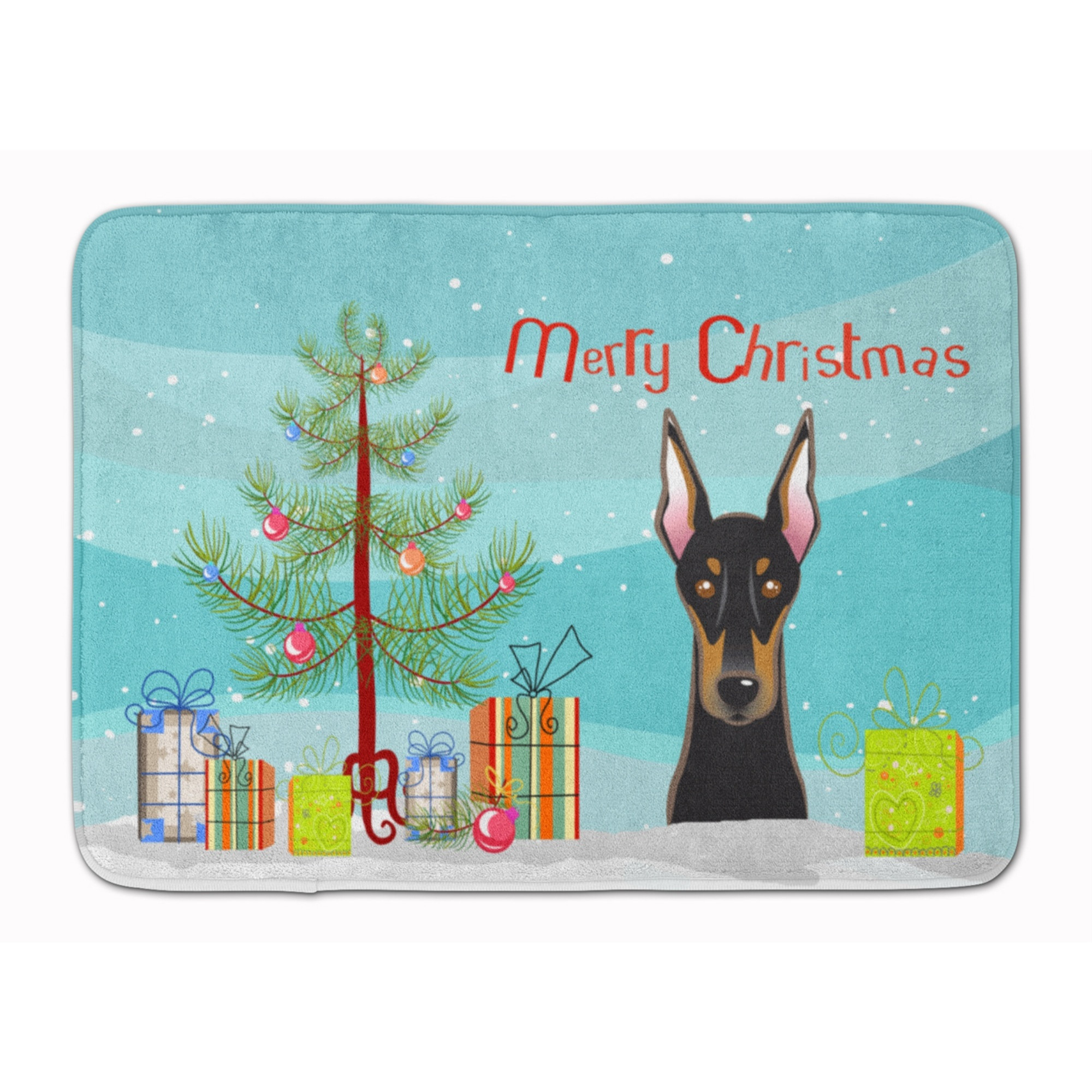 &quotCaroline's Treasures Christmas Tree and Doberman Floor Mat, 19"" x 27"", Multicolor"