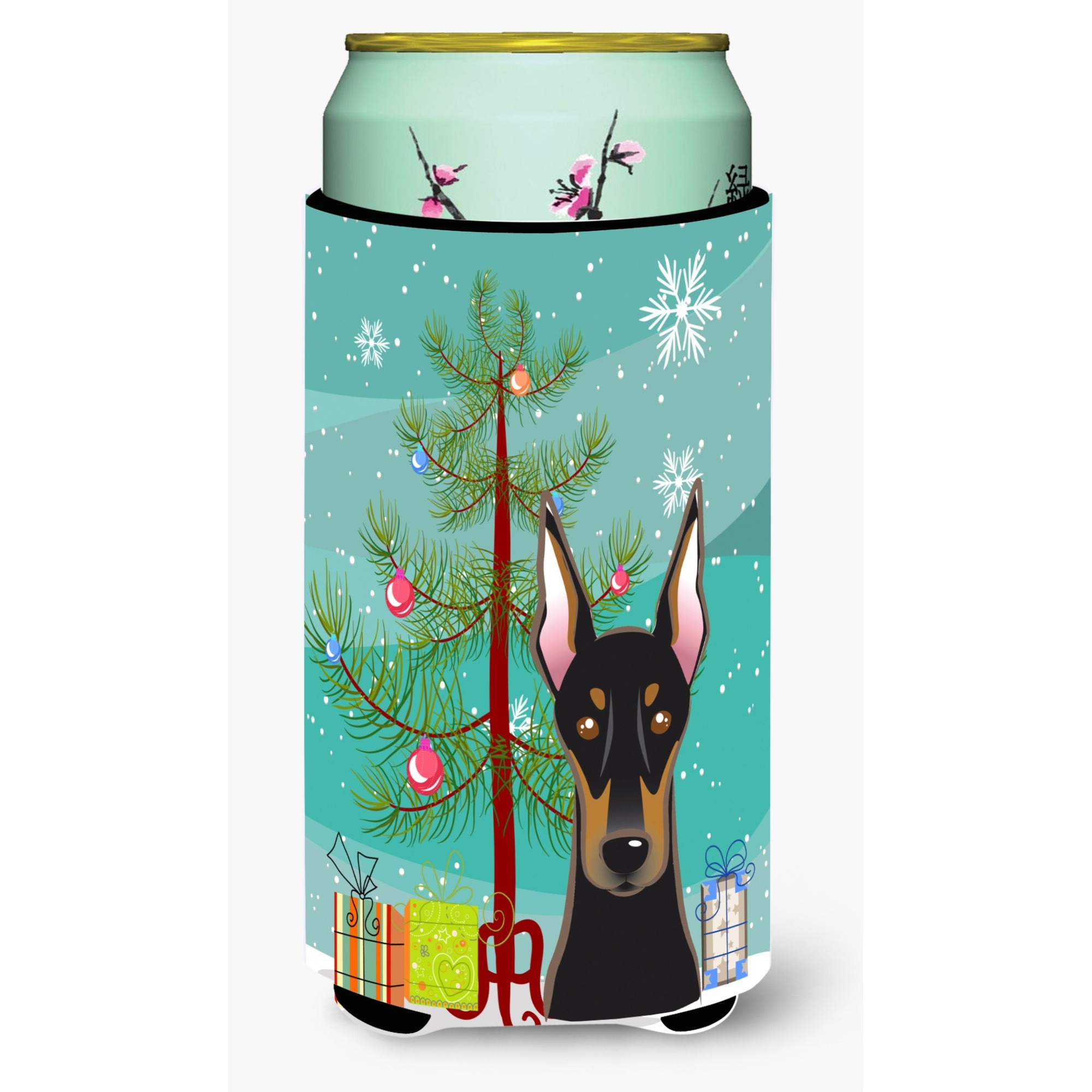&quotCaroline's Treasures Christmas Tree and Doberman Tall Boy Koozie Hugger, Multicolor"