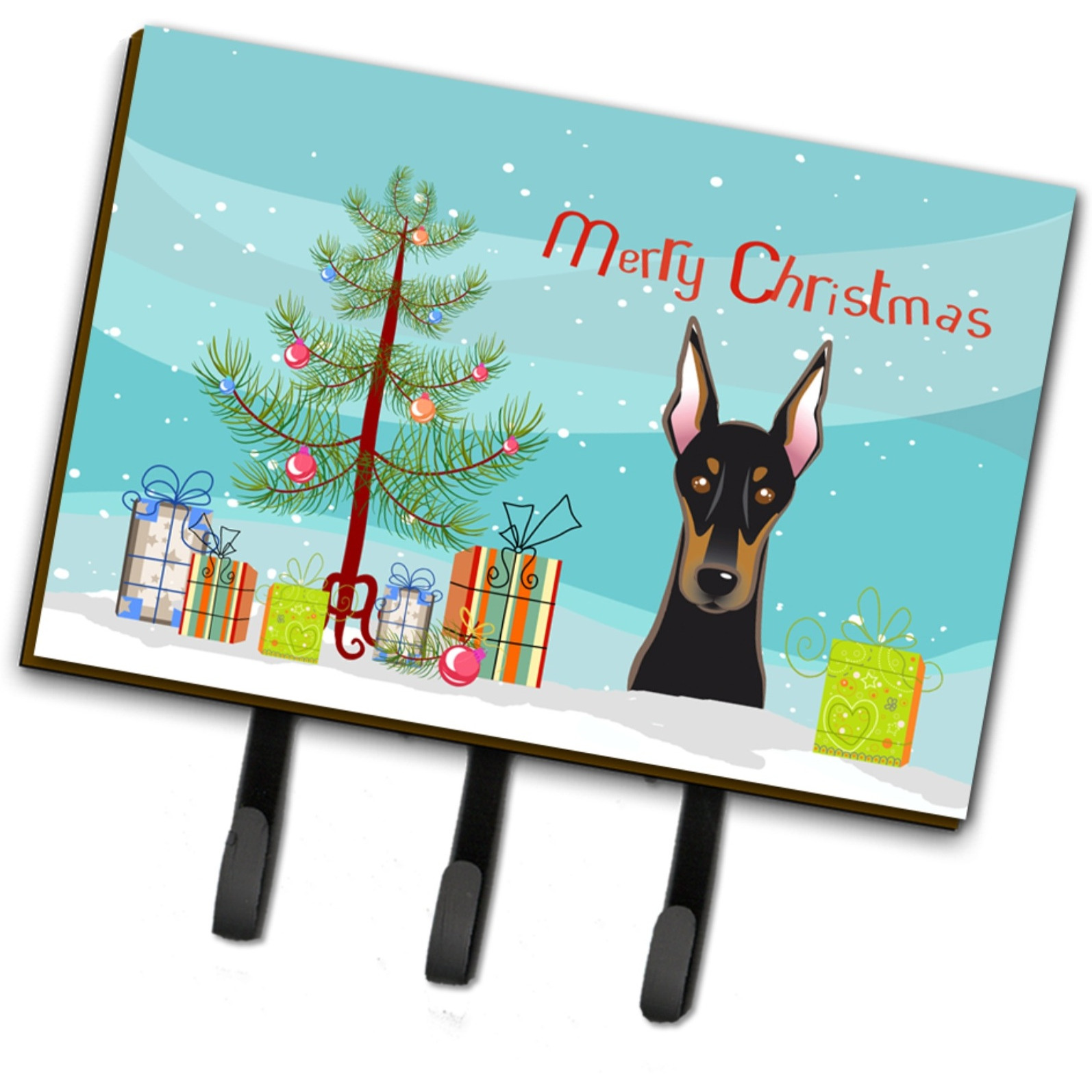 &quotCaroline's Treasures BB1617TH68 Christmas Tree and Doberman Leash or Key Holder, Large, Multicolor"