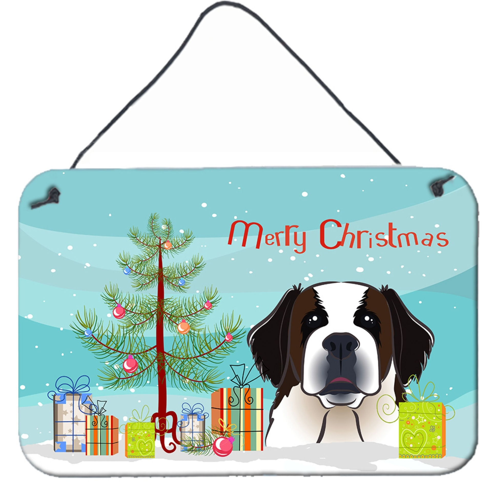 &quotCaroline's Treasures Christmas Tree and Saint Bernard Wall or Door Hanging Prints BB1618DS812, 8HX12W"