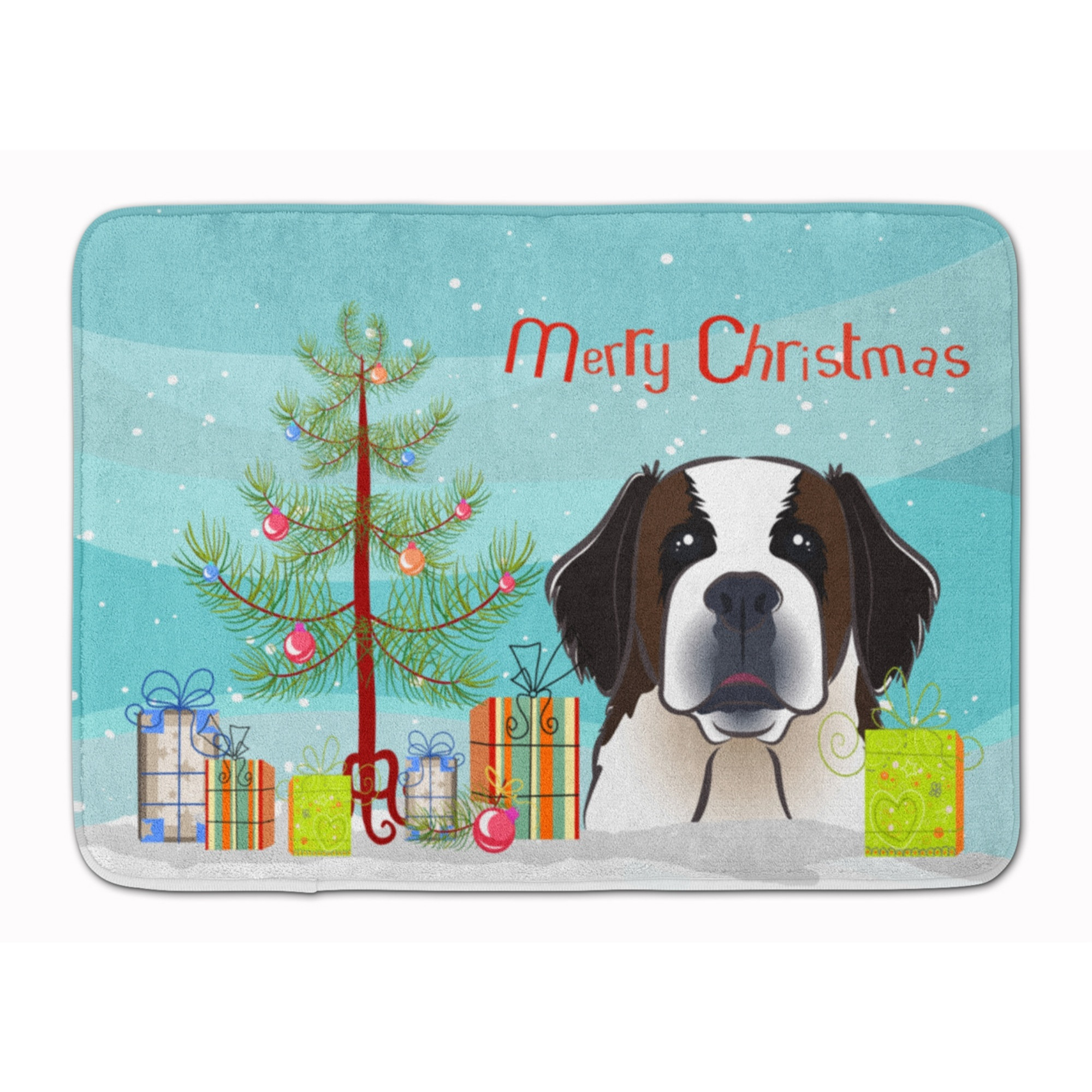 &quotCaroline's Treasures Christmas Tree and Saint Bernard Floor Mat, 19"" x 27"", Multicolor"