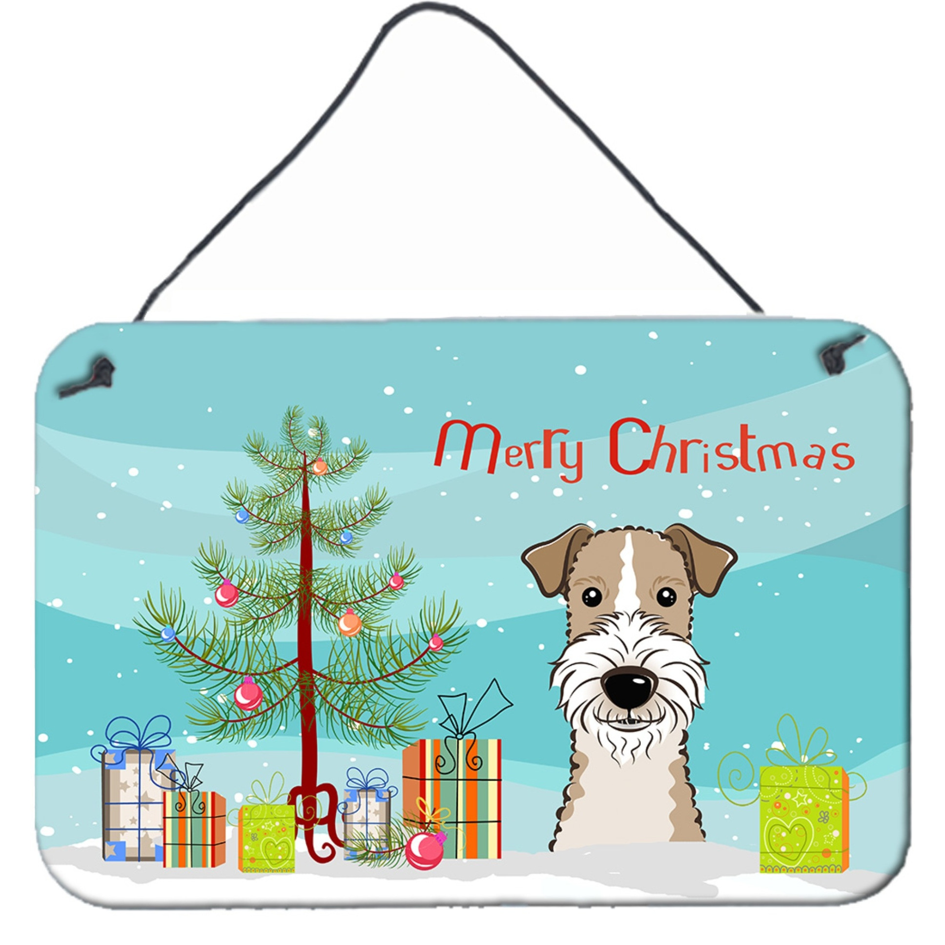 &quotCaroline's Treasures Christmas Tree and Wire Haired Fox Terrier Wall or Door Hanging Prints BB1619DS812, 8HX12W, Multicolor"