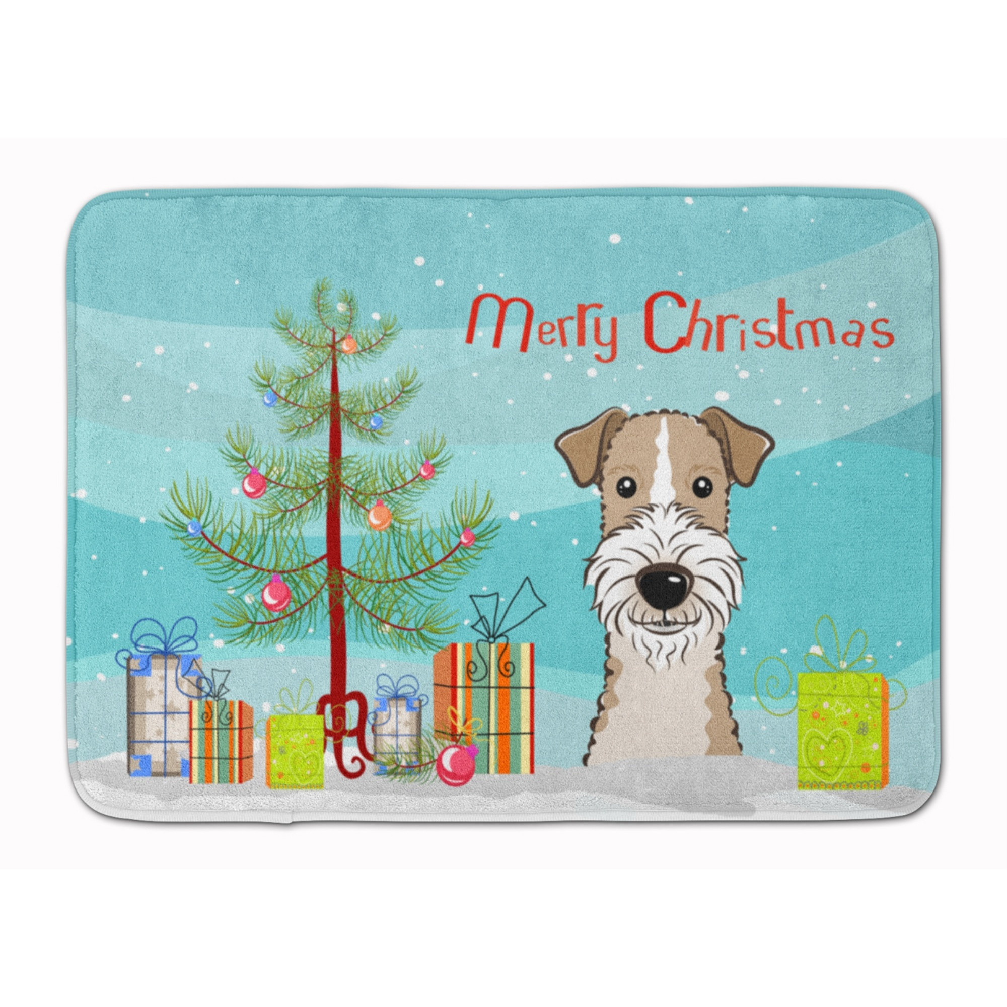 &quotCaroline's Treasures Christmas Tree Wire Hair Fox Terrier Floor Mat, 19"" x 27"", Multicolor"
