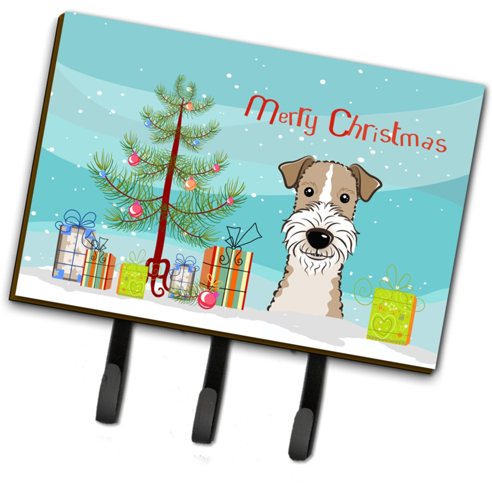 &quotCaroline's Treasures BB1619TH68 Christmas Tree and Wire Haired Fox Terrier Leash or Key Holder, Large, Multicolor"