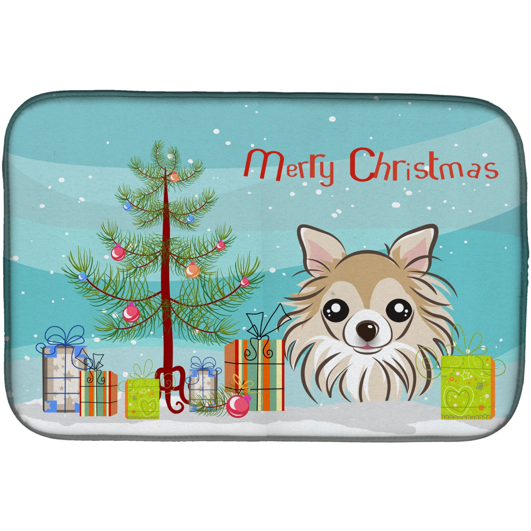 &quotCaroline's Treasures Christmas Tree And Chihuahua Dish Drying Mat, 14"" x 21"""