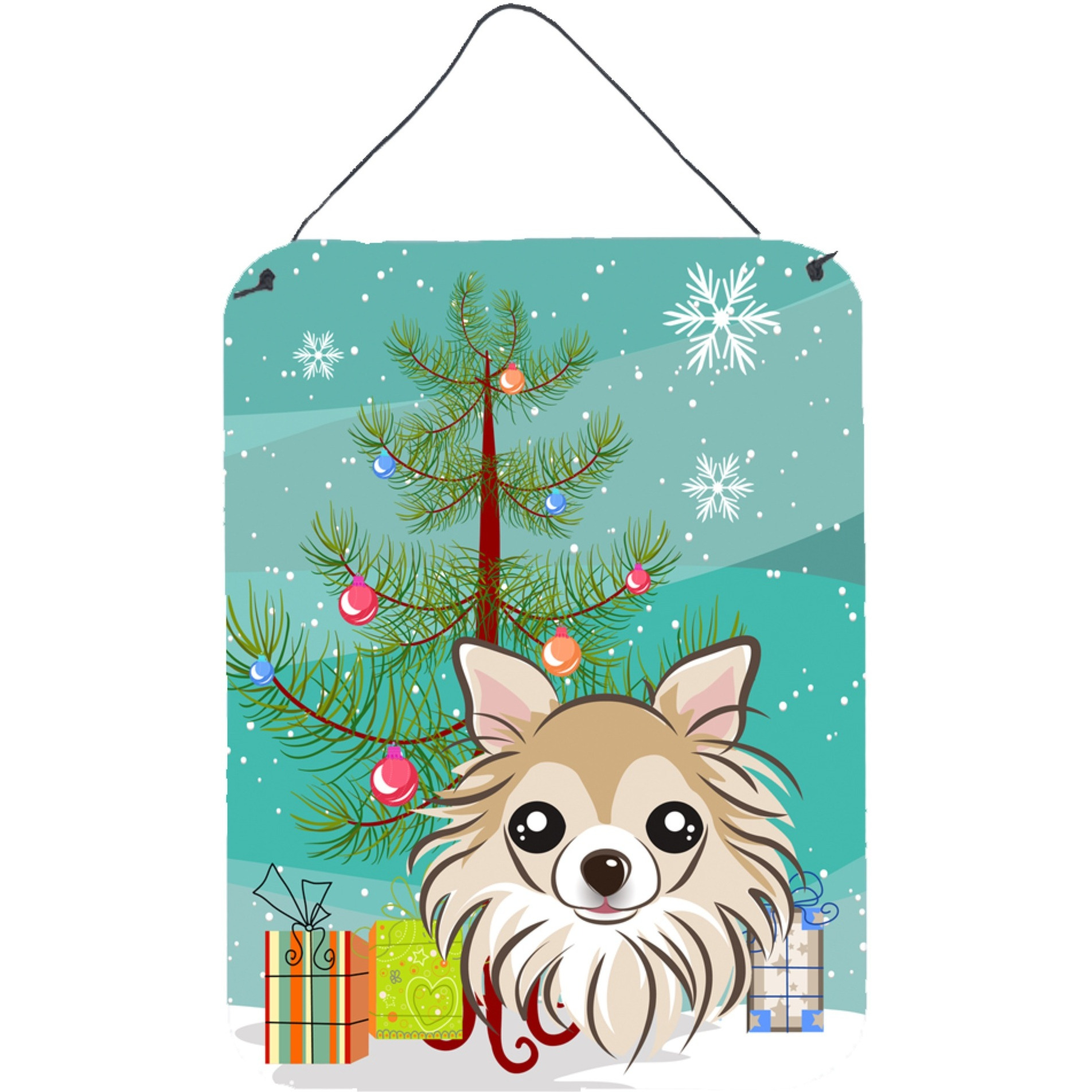 &quotCaroline's Treasures Christmas Tree and Chihuahua Wall or Door Hanging Prints BB1623DS1216, 16HX12W, Multicolor"