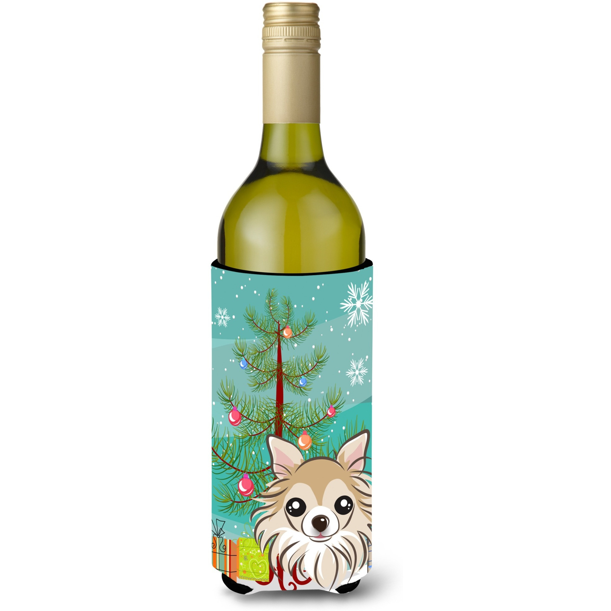 &quotCaroline's Treasures Christmas Tree and Chihuahua Wine Bottle Koozie Hugger, 750 ml, Multicolor"