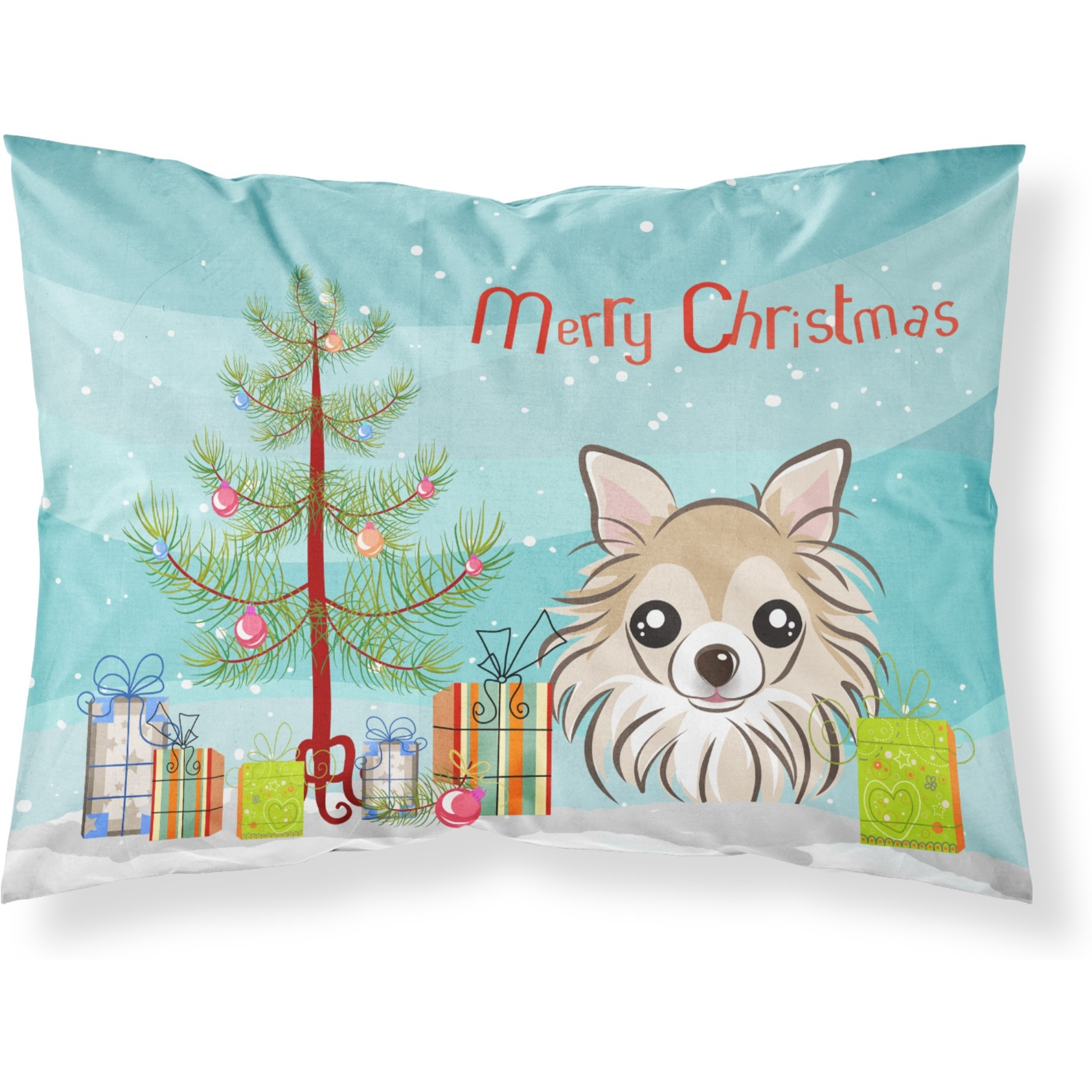&quotCaroline's Treasures BB1623PILLOWCASE Christmas Tree And Chihuahua Fabric Standard Pillowcase, Large, Multicolor"