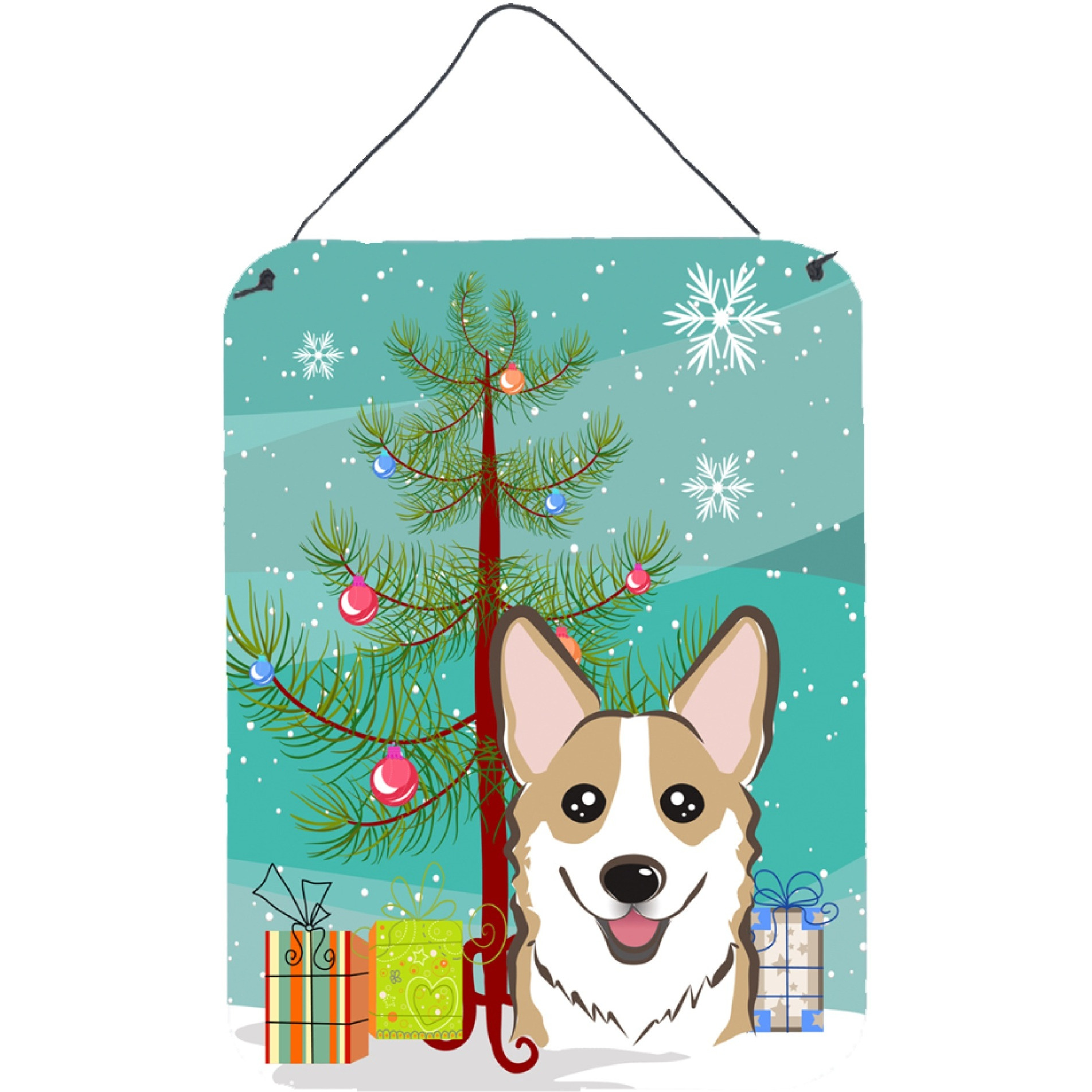 &quotCaroline's Treasures Christmas Tree and Sable Corgi Wall or Door Hanging Prints BB1625DS1216, 16HX12W, Multicolor"